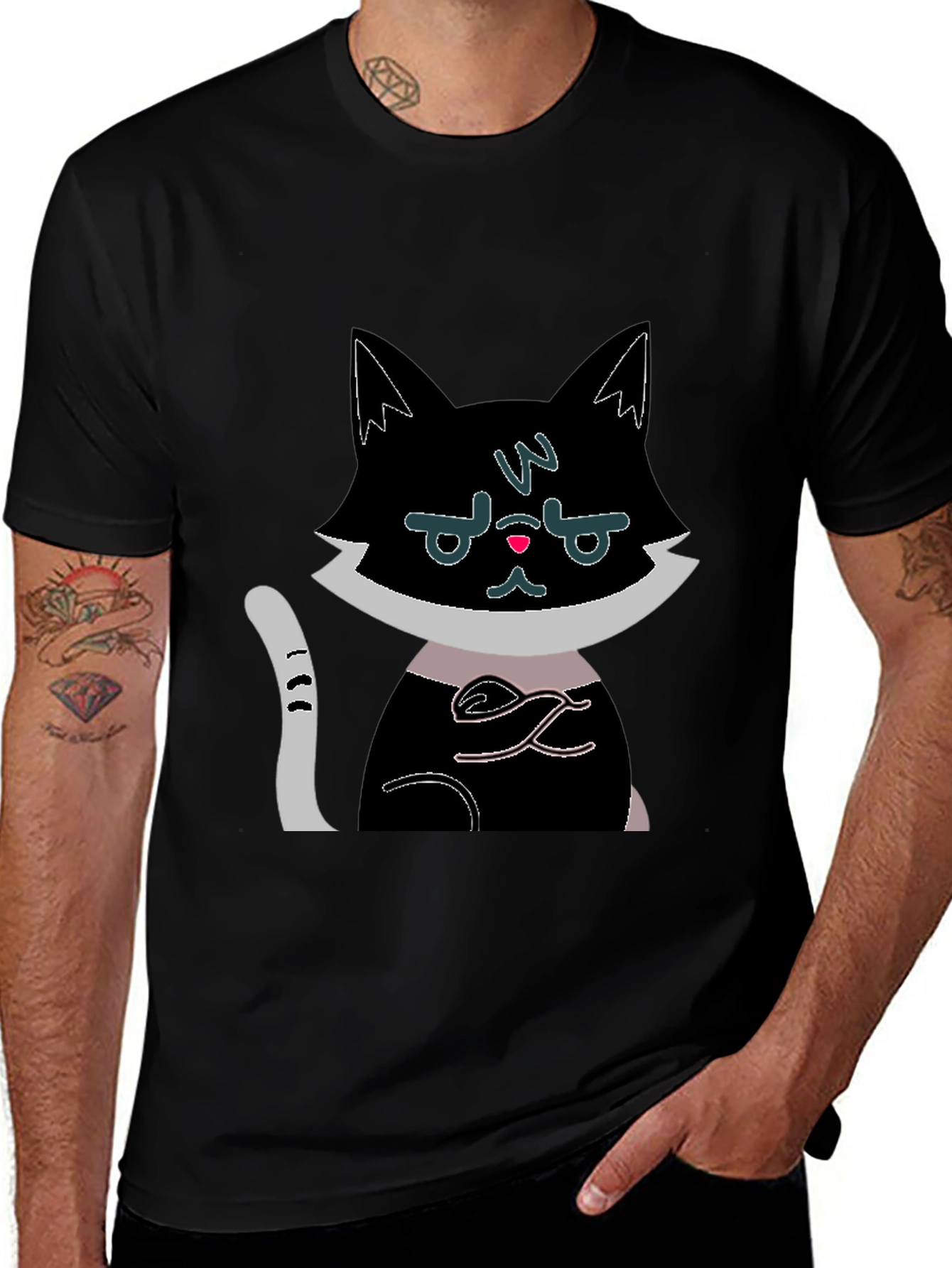 Variant 29 of Grumpy Cat Graphic Tee - Black Cotton Shirt