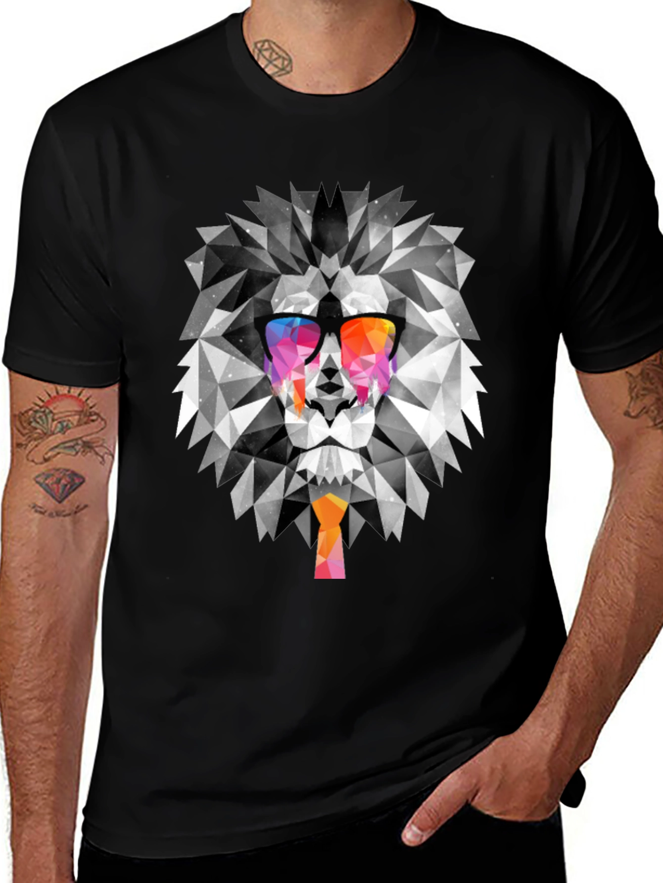 Variant 15 of Geometric Lion Graphic Tee - Cool & Trendy