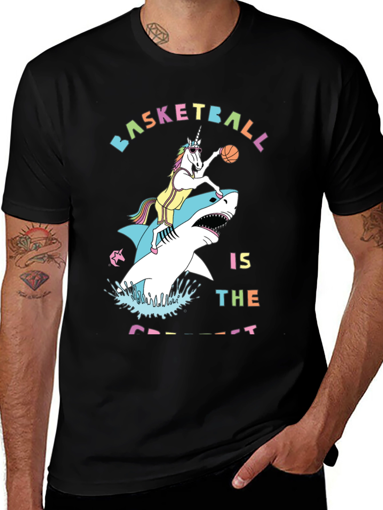 Basketball Shark Unicorn Graphic Tee