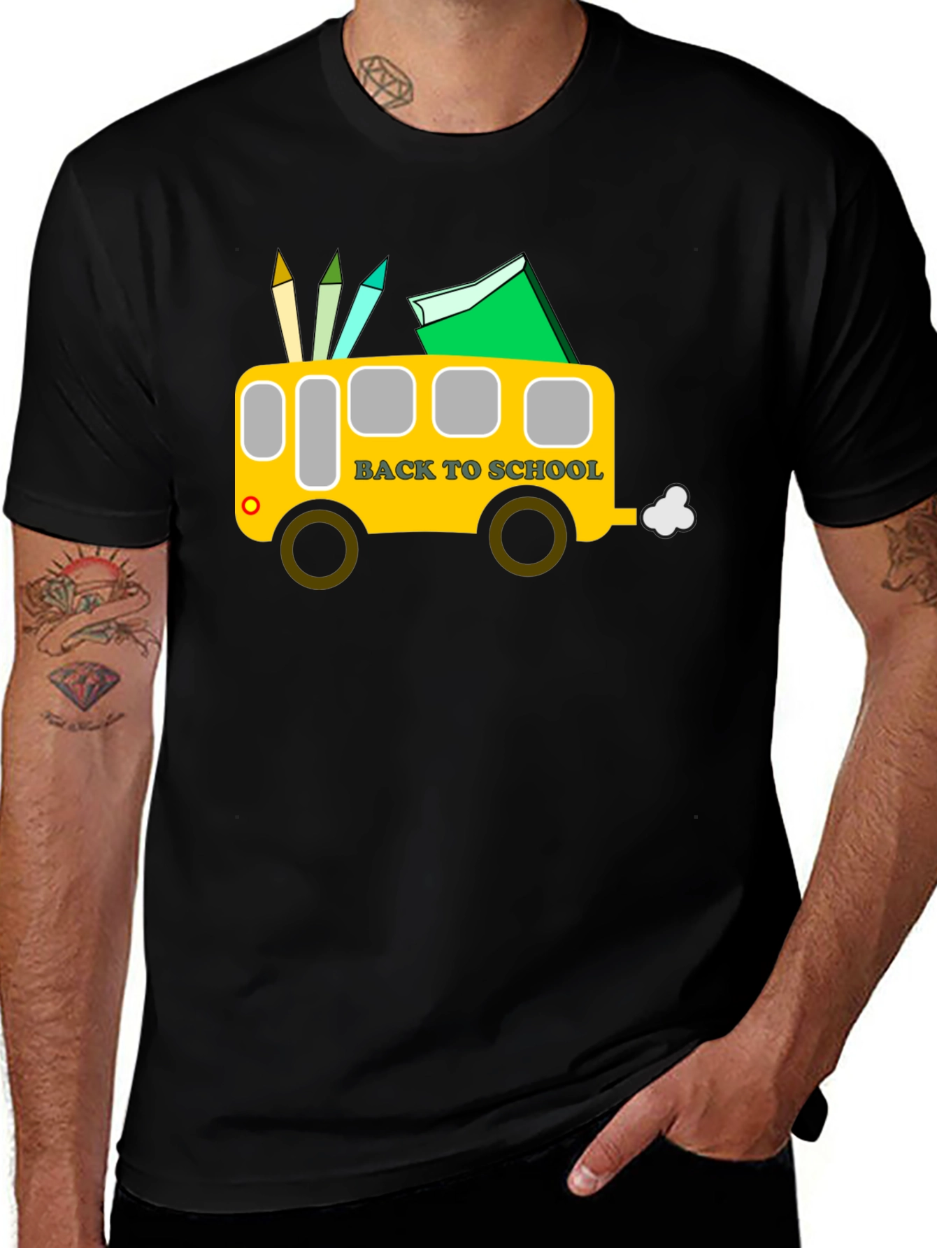 Variant 30 of Back to School Bus Graphic Tee - Black