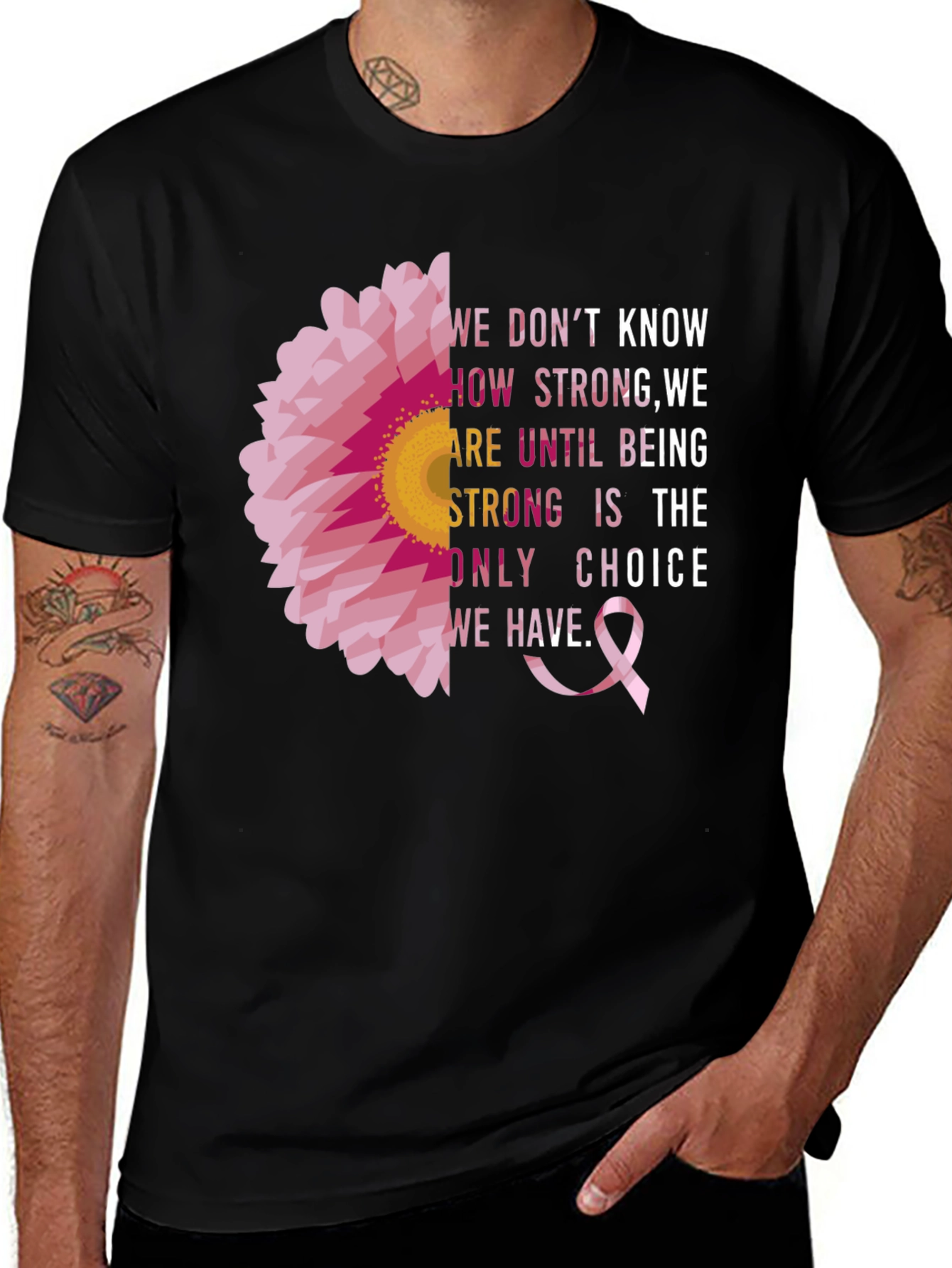 Variant 4 of Breast Cancer Awareness T-Shirt, Pink Ribbon