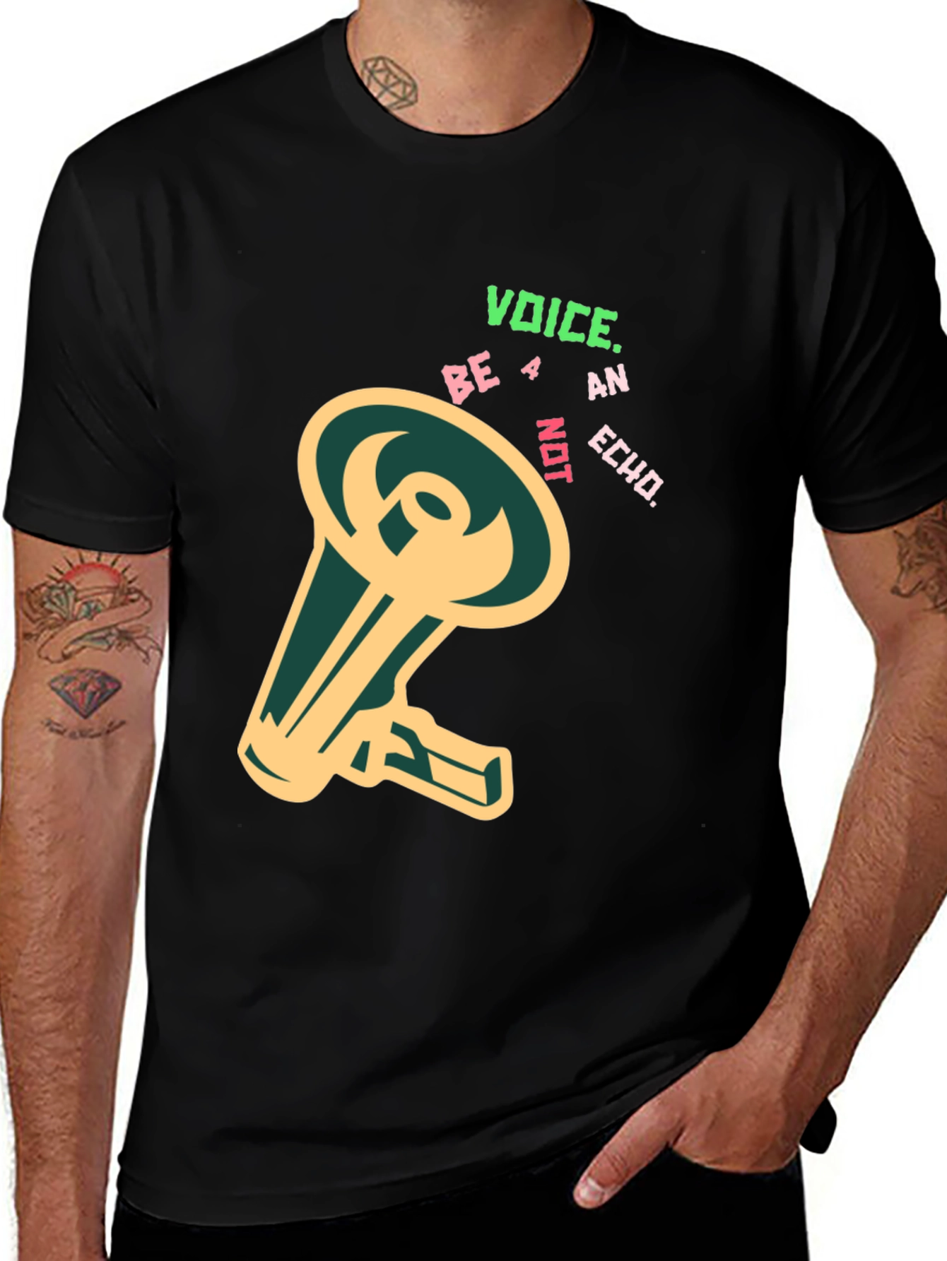Variant 25 of Voice Not Echo Graphic Tee - Mens Black T-Shirt