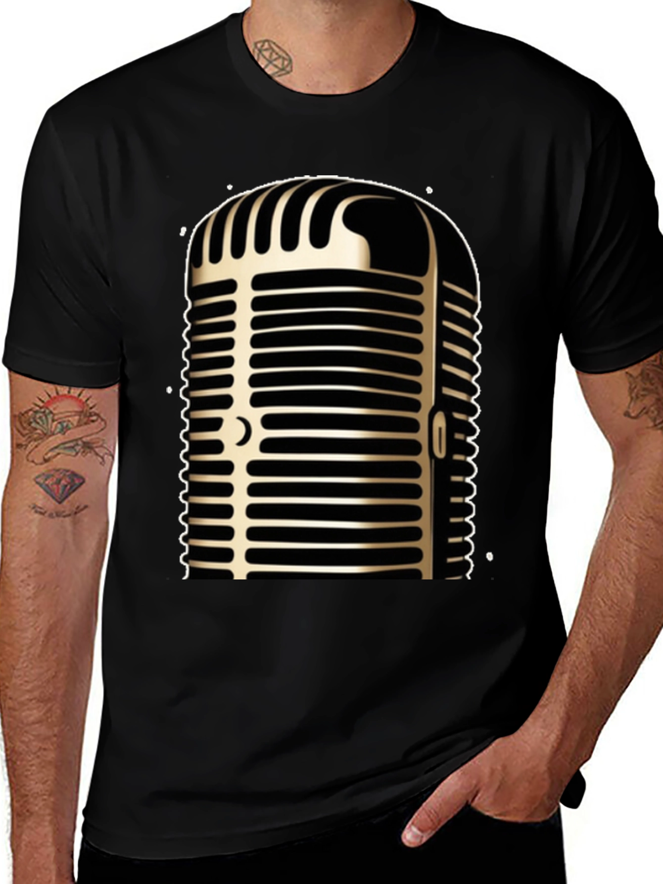 Variant 8 of Retro Microphone Graphic Tee - Vintage Style