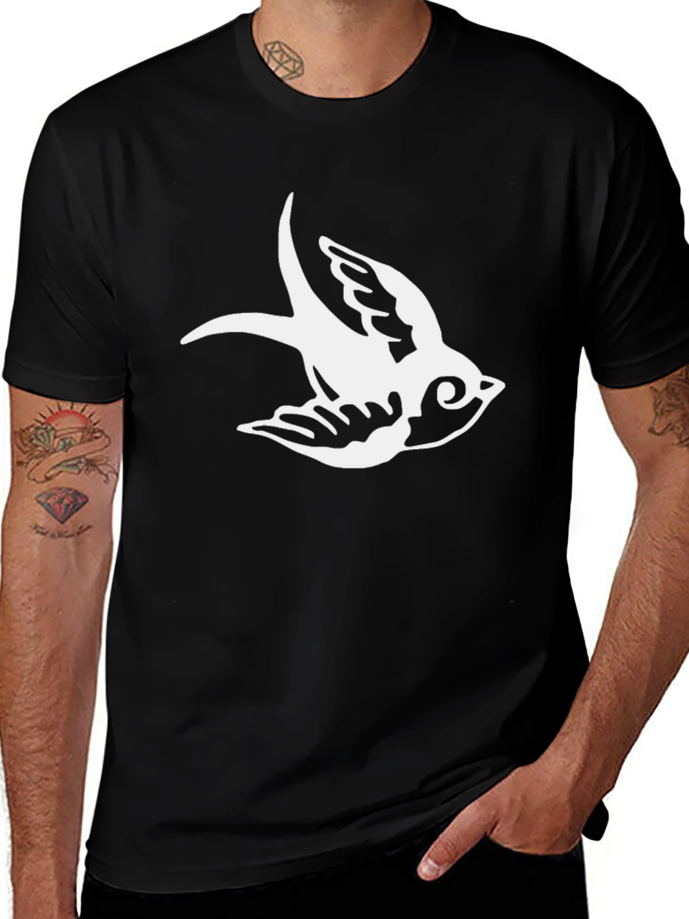 Variant 7 of Swallow Print Black Tee