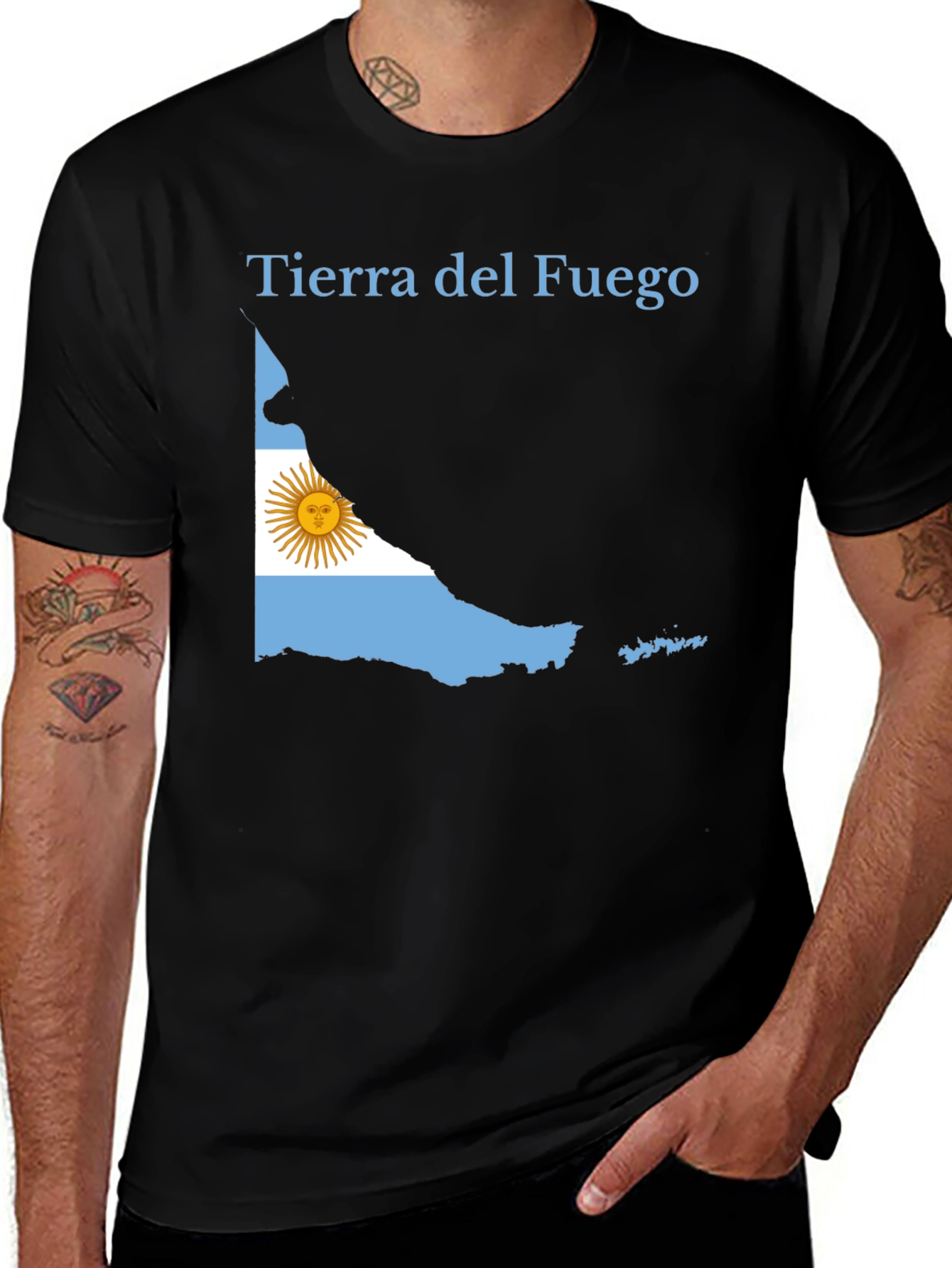 Tierra del Fuego Argentina Flag Black T-Shirt