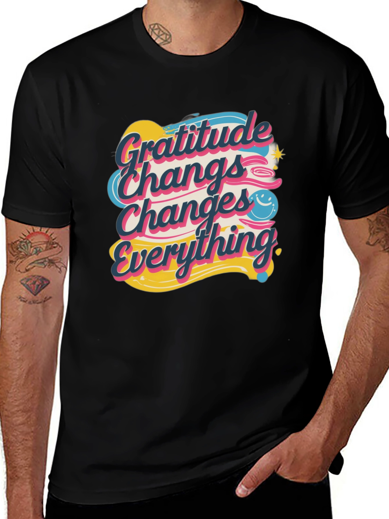 Variant 9 of Gratitude Changes Everything Black T-Shirt