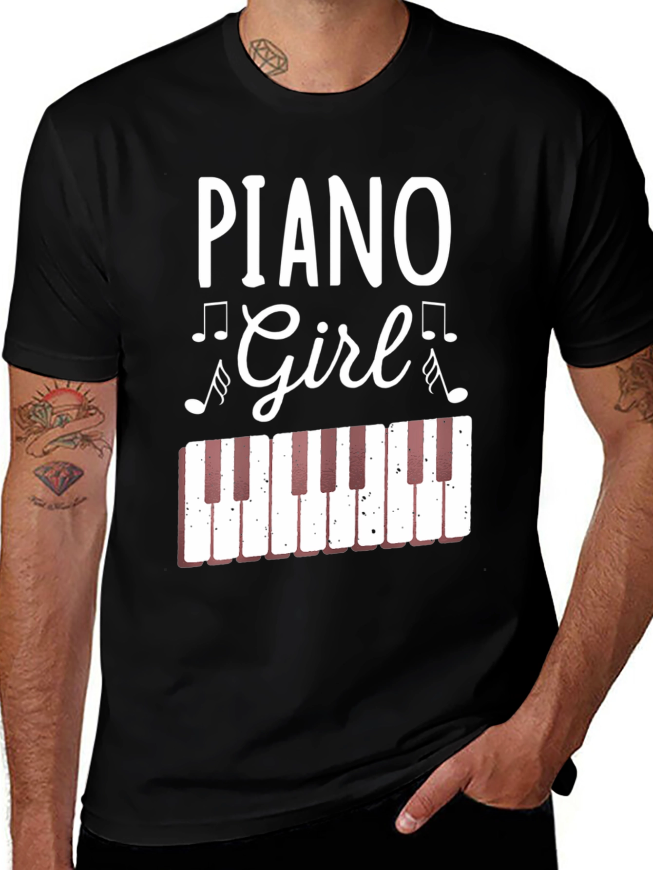 Variant 14 of Piano Girl Graphic Tee - Music Lover Shirt