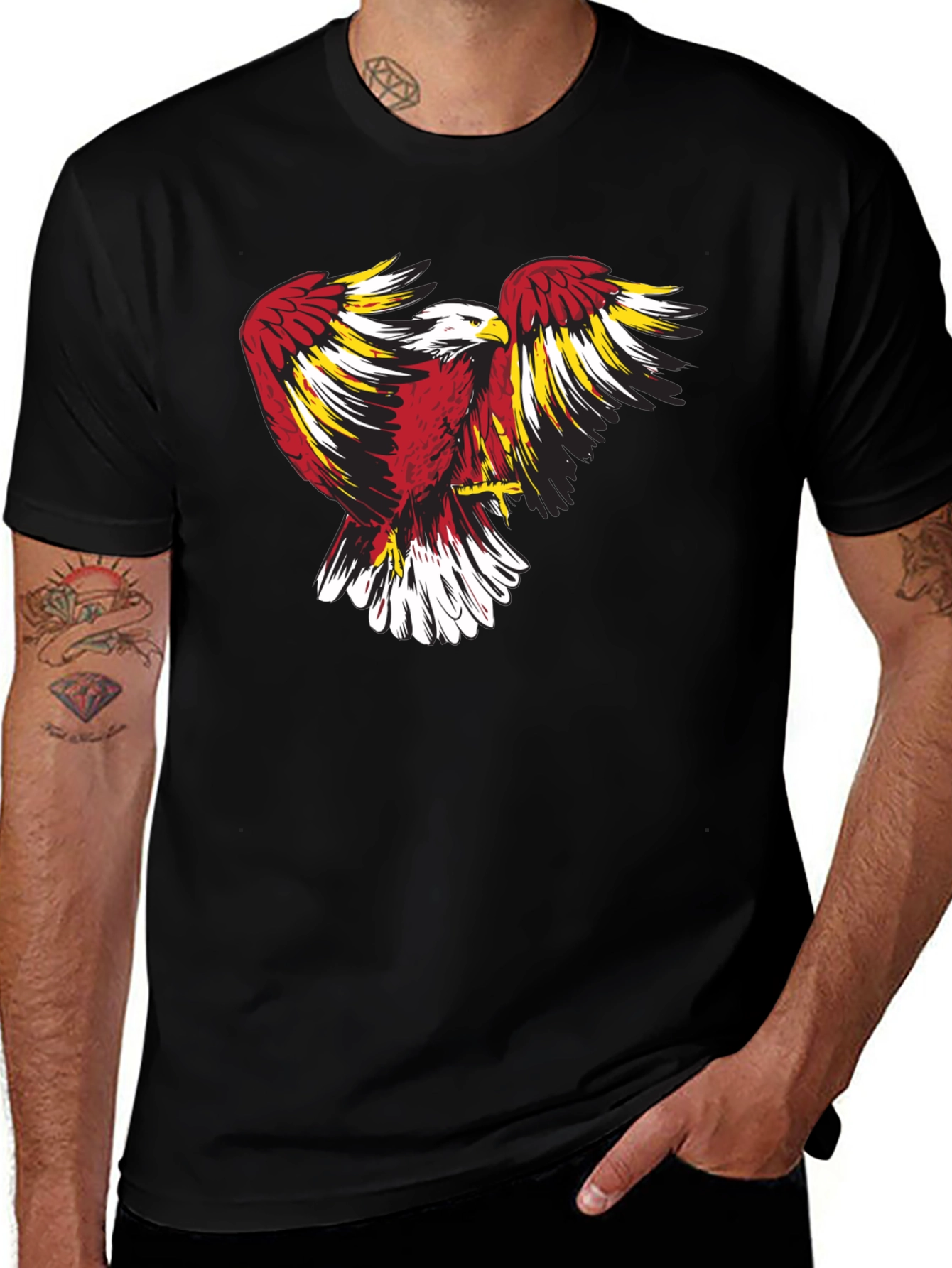 Variant 4 of Eagle Graphic Print Black T-Shirt