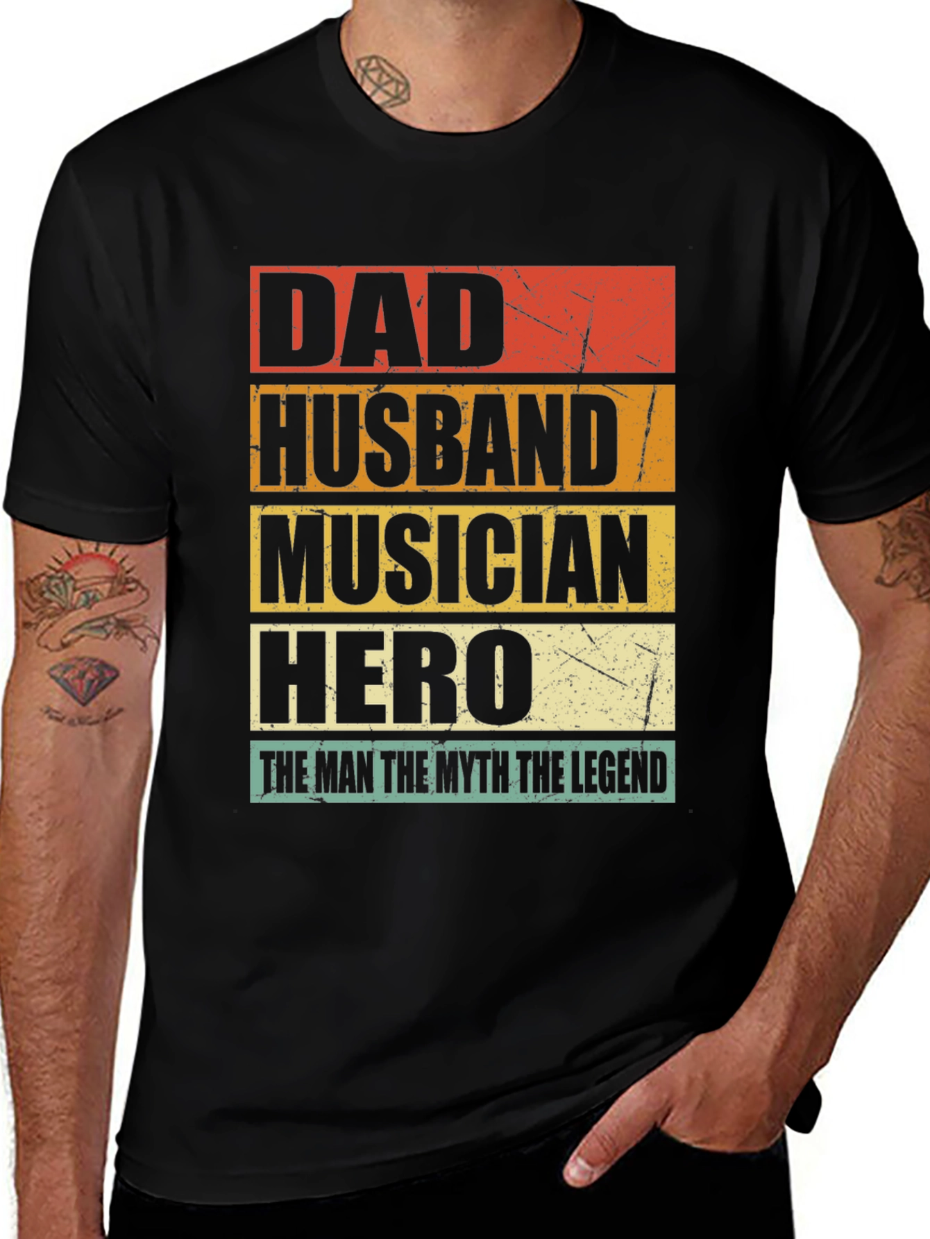 Variant 25 of Dad Husband Musician Hero T-Shirt - The Man The Myth