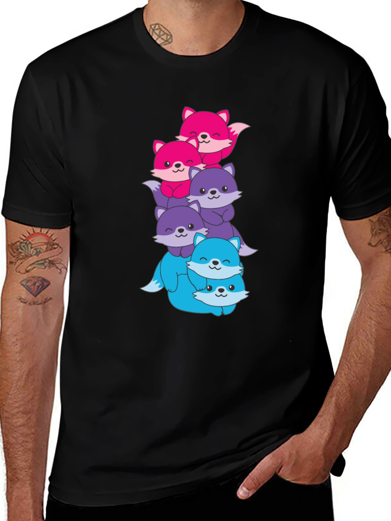 Variant 18 of Cute Fox Stack Graphic T-Shirt