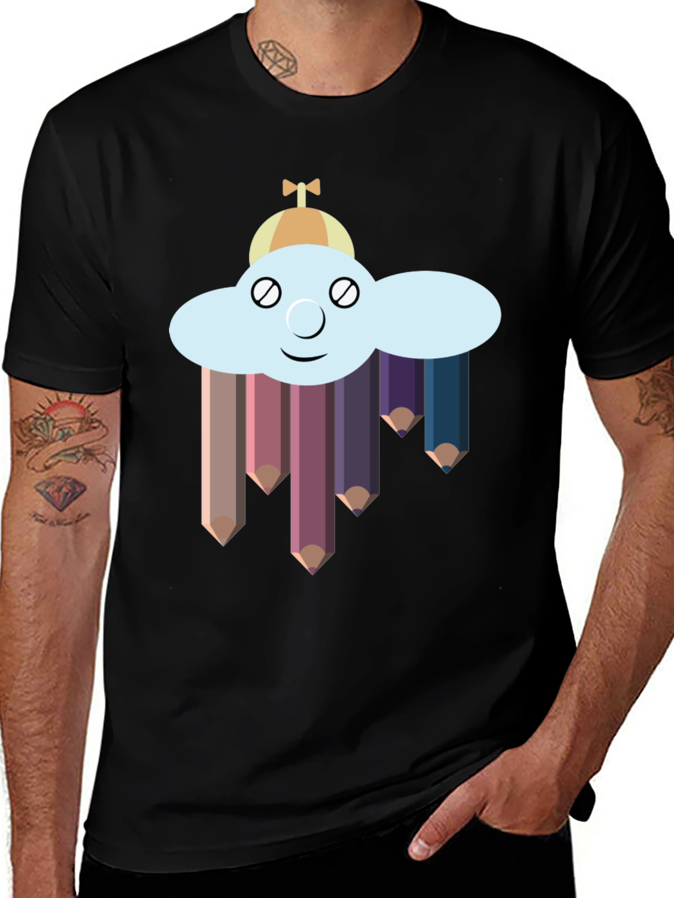 Variant 28 of Cloud & Colored Pencil Graphic Tee - Unisex Cotton T-Shirt