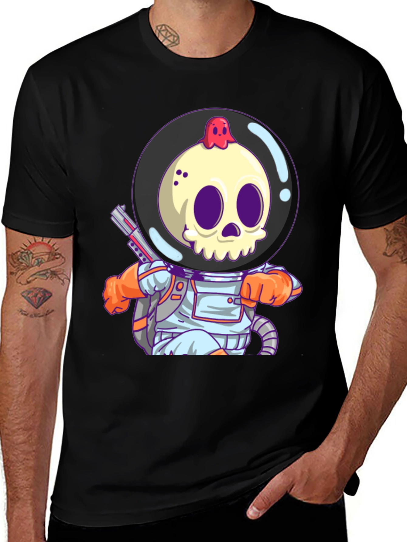 Variant 15 of Skull Astronaut Graphic Tee - Cool Space Design