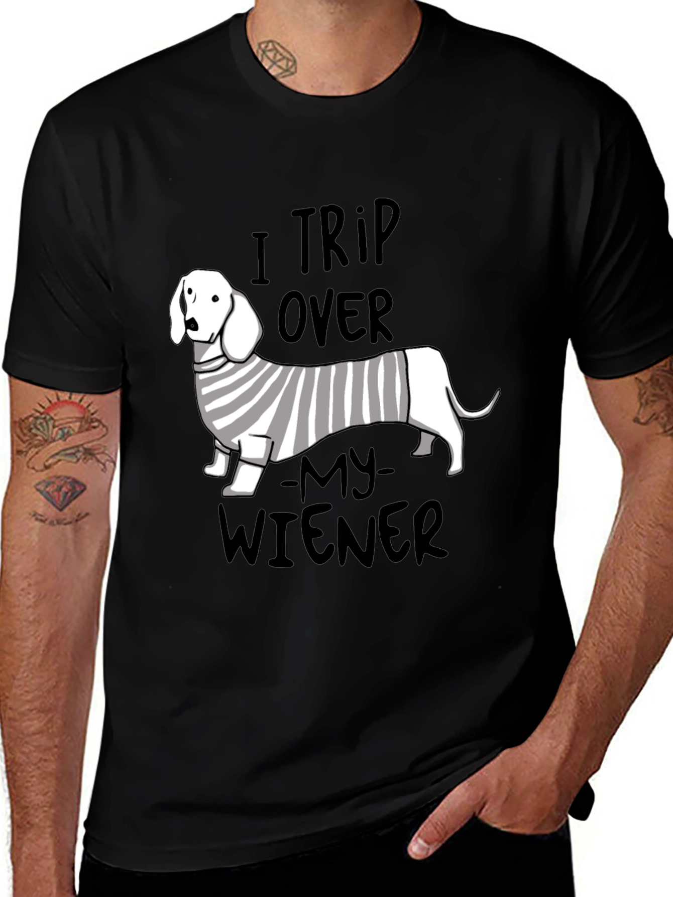 Variant 7 of Dachshund T-Shirt - I Trip Over My Wiener Funny Tee
