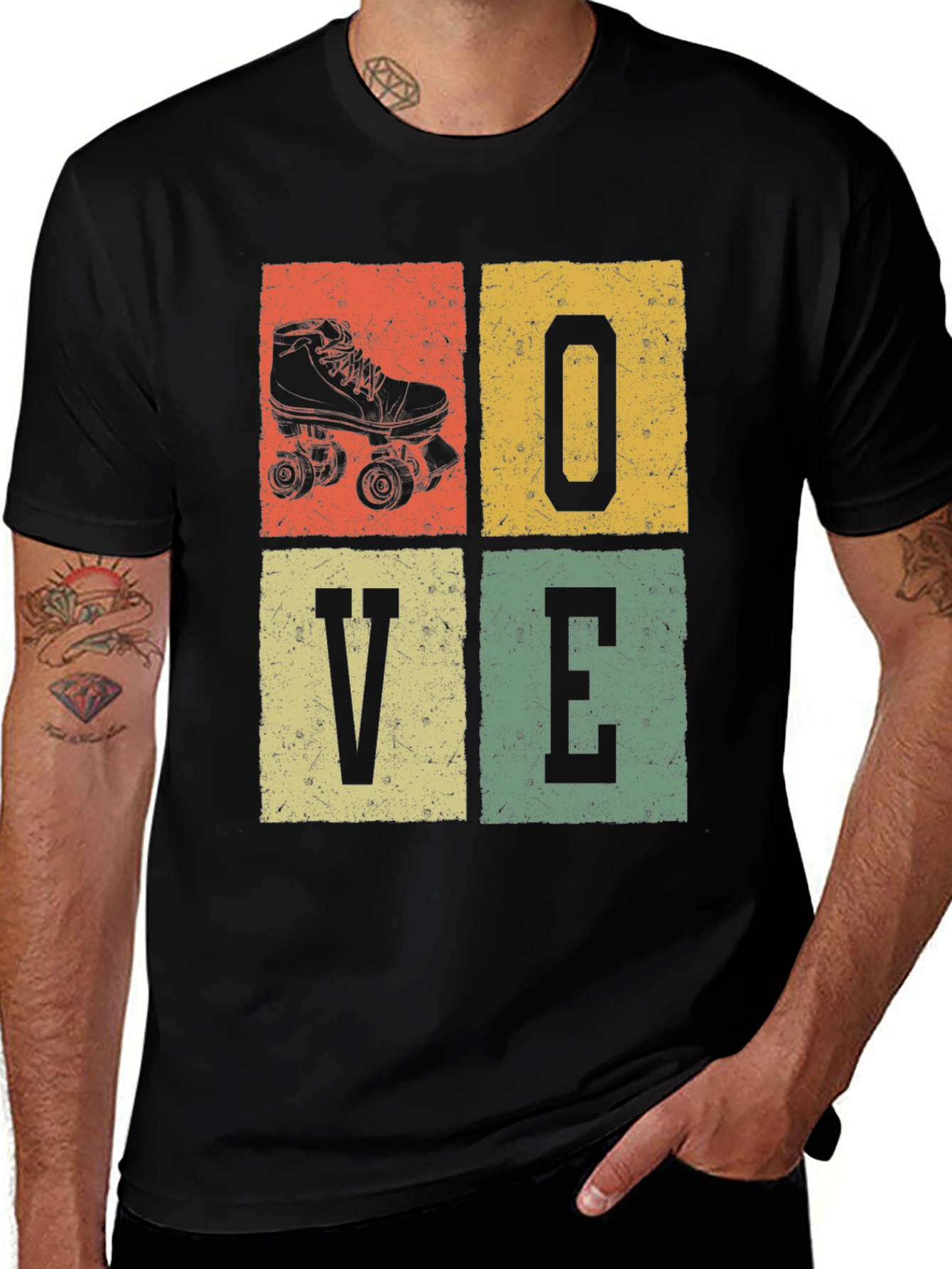 Variant 6 of Retro Roller Skate LOVE Graphic Tee