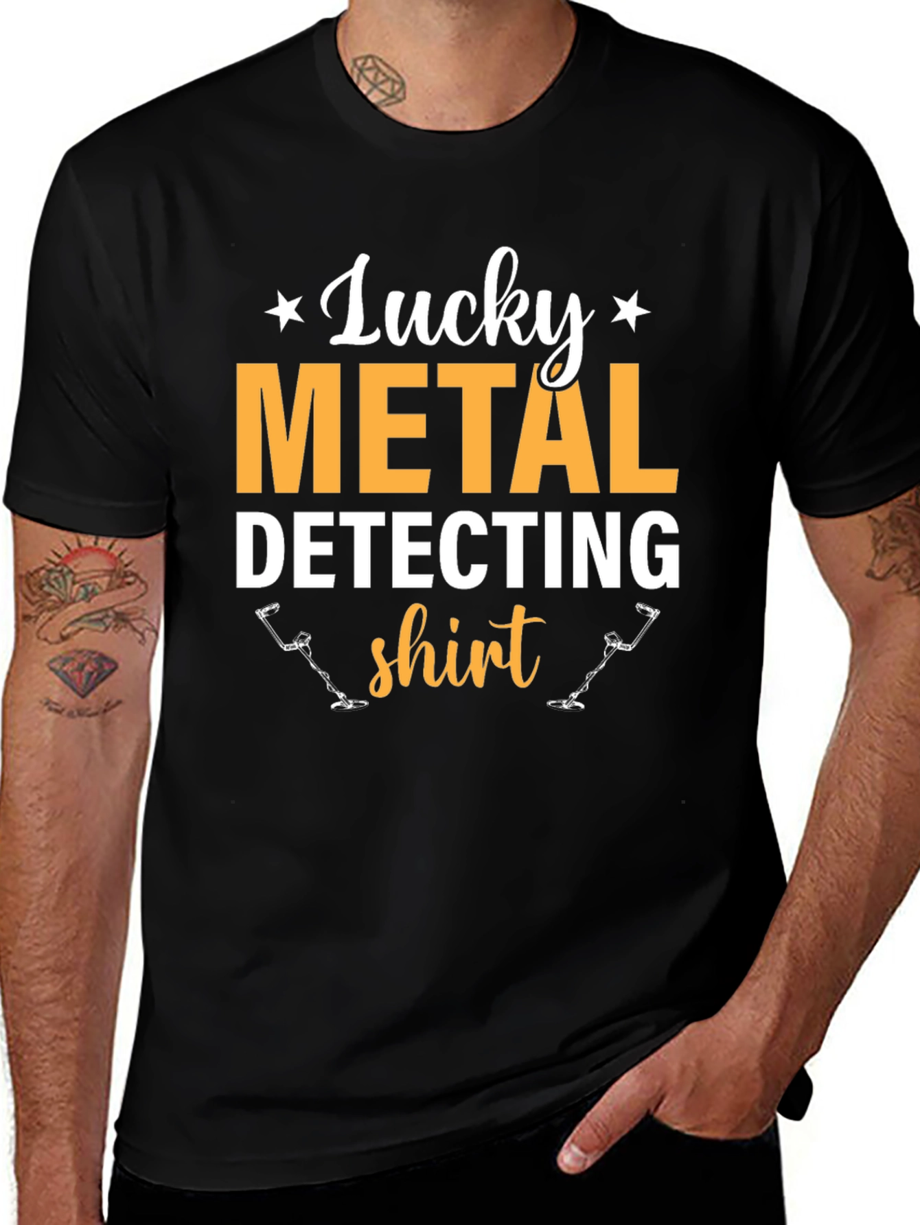 Variant 14 of Lucky Metal Detecting Shirt - Black Tee