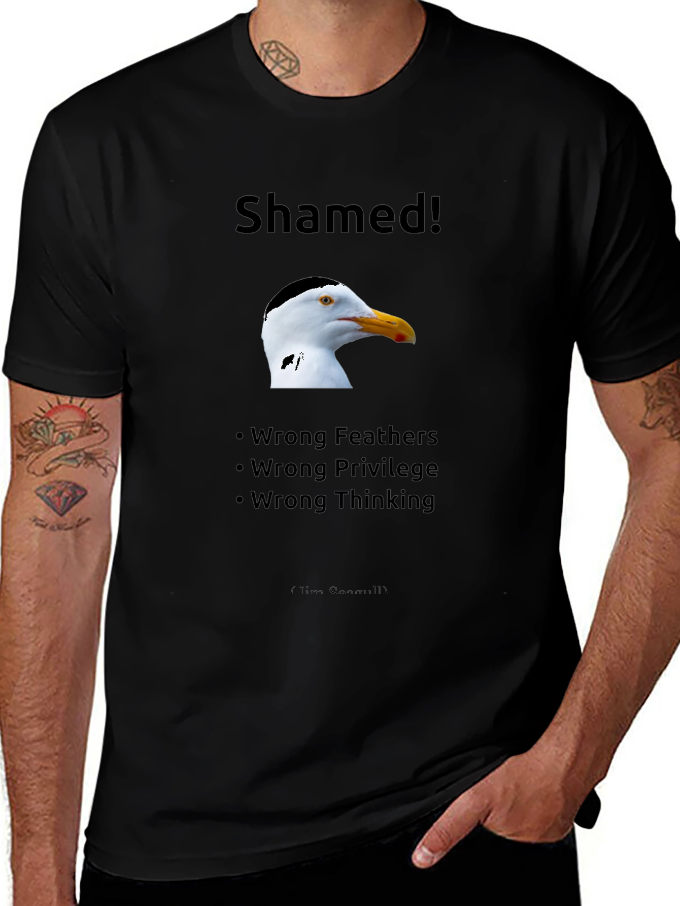 Shamed Seagull Graphic T-Shirt - Bold Statement Tee
