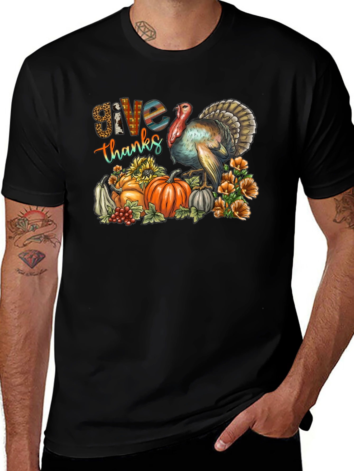 Give Thanks Turkey Fall Harvest T-Shirt