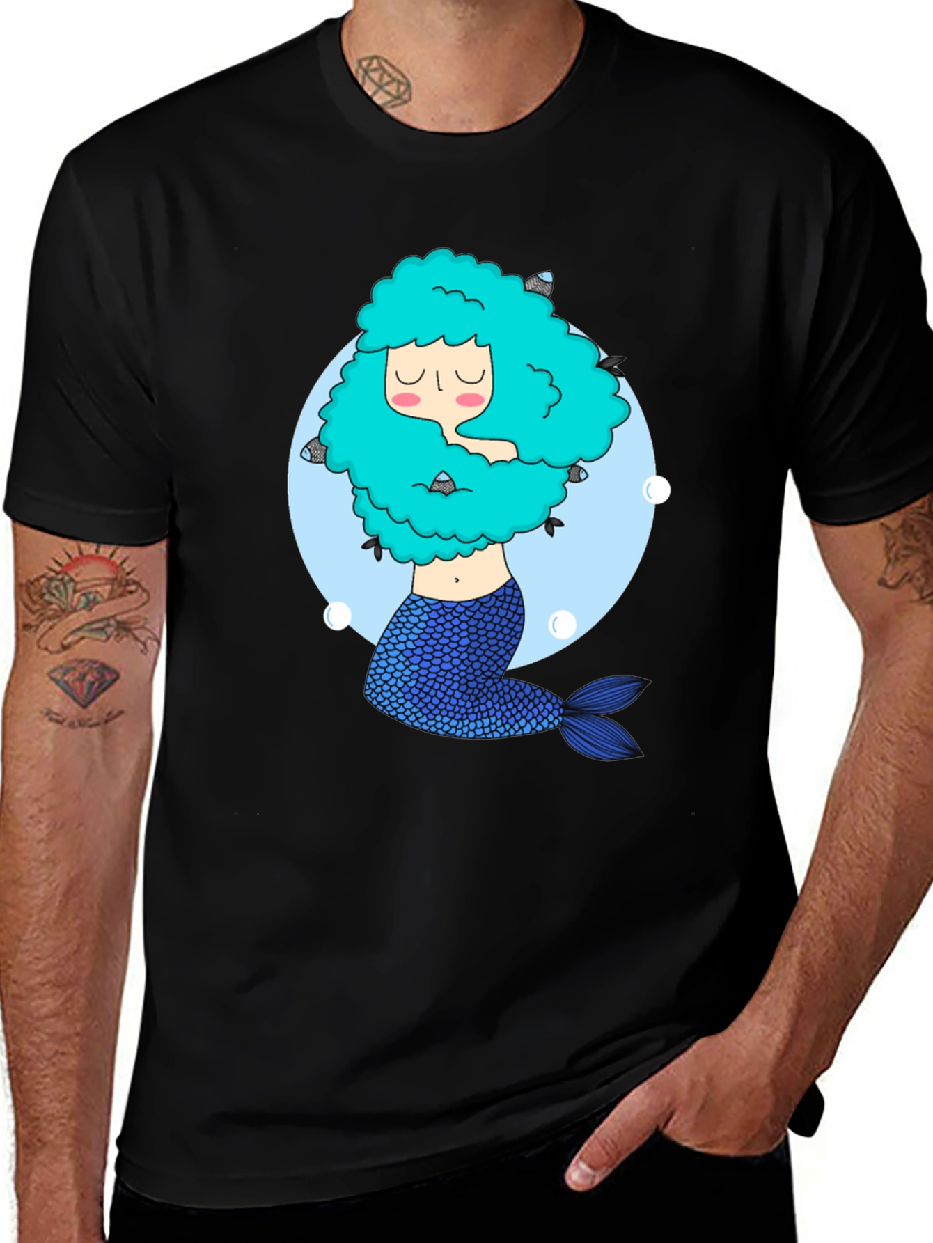 Variant 9 of Mermaid Graphic Tee - Unique Black T-Shirt