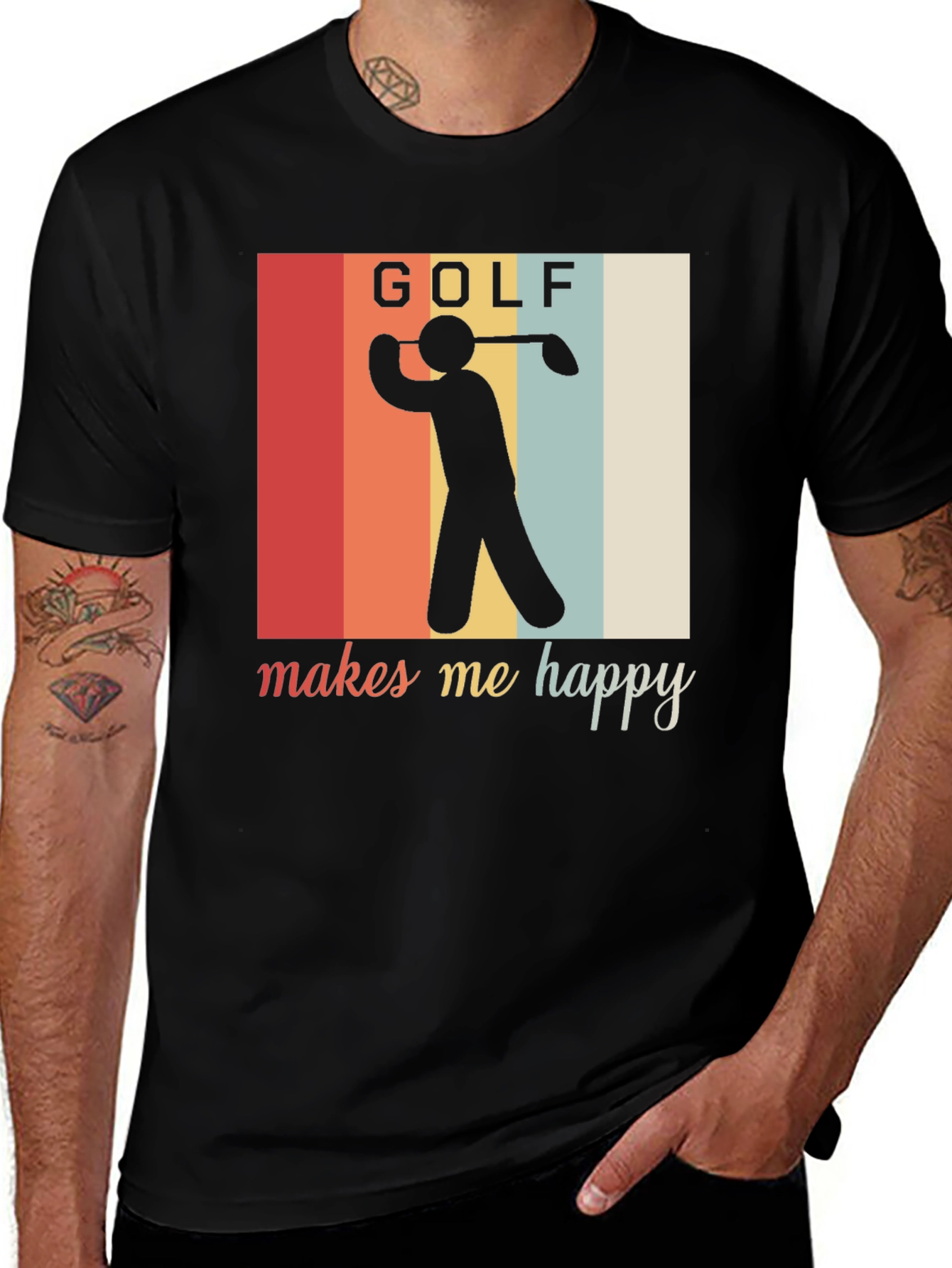 Variant 17 of Golf Makes Me Happy T-Shirt Retro Style