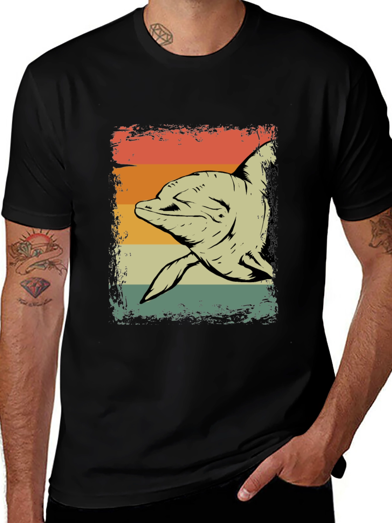Variant 19 of Vintage Dolphin Graphic Tee - Retro Style