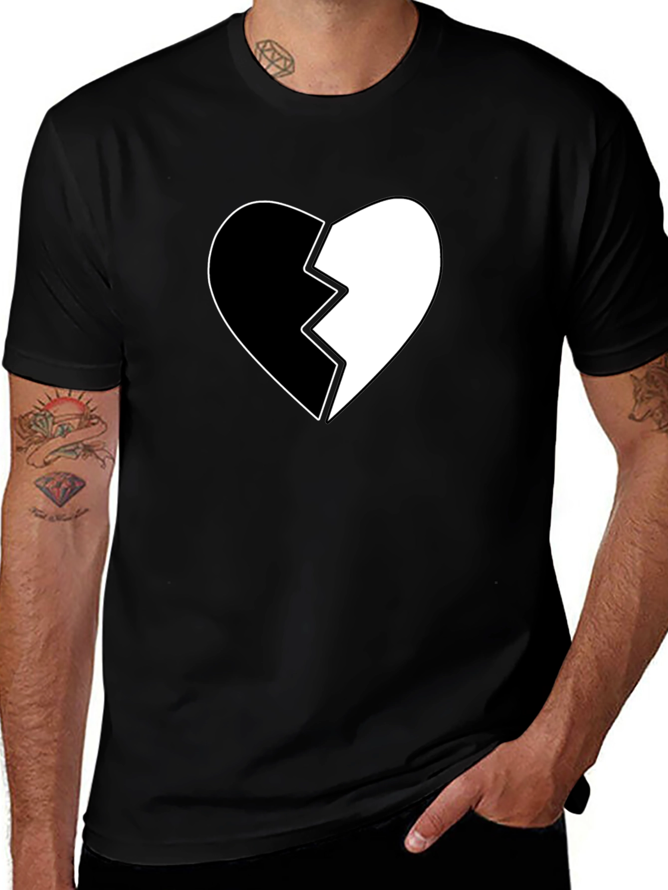 Broken Heart Graphic Tee - Stylish Black T-Shirt