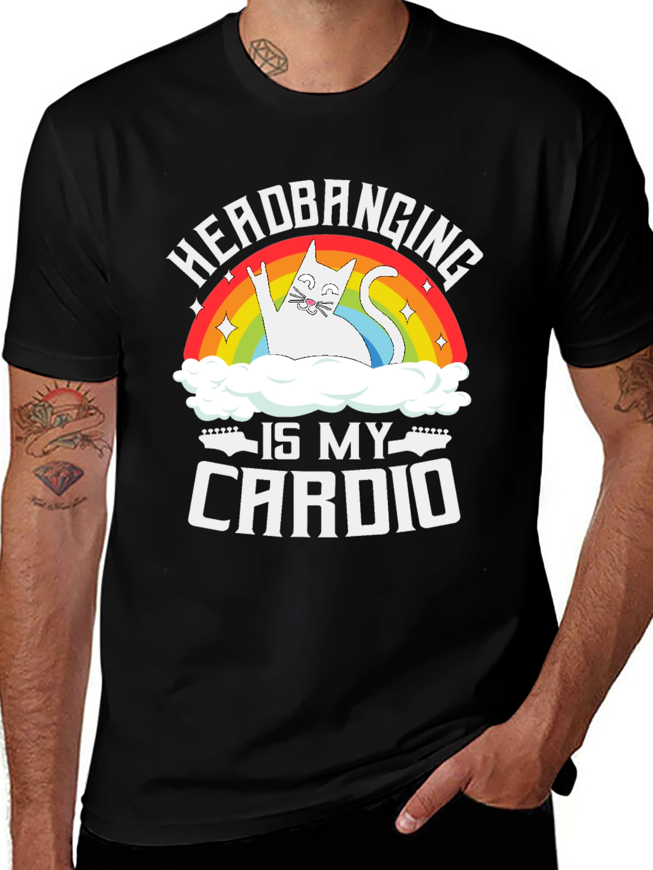 Variant 3 of Headbanging Is My Cardio Funny Cat T-Shirt