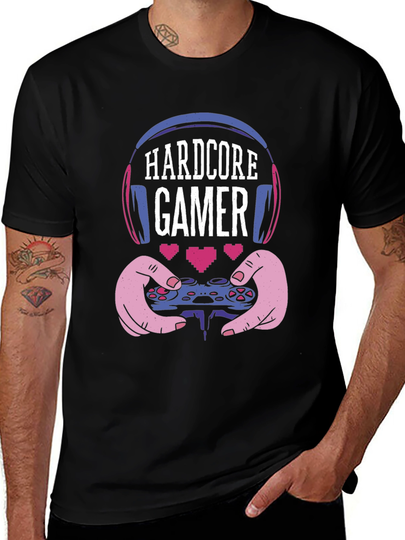 Variant 5 of Hardcore Gamer T-Shirt - Gaming Headset & Controller Design