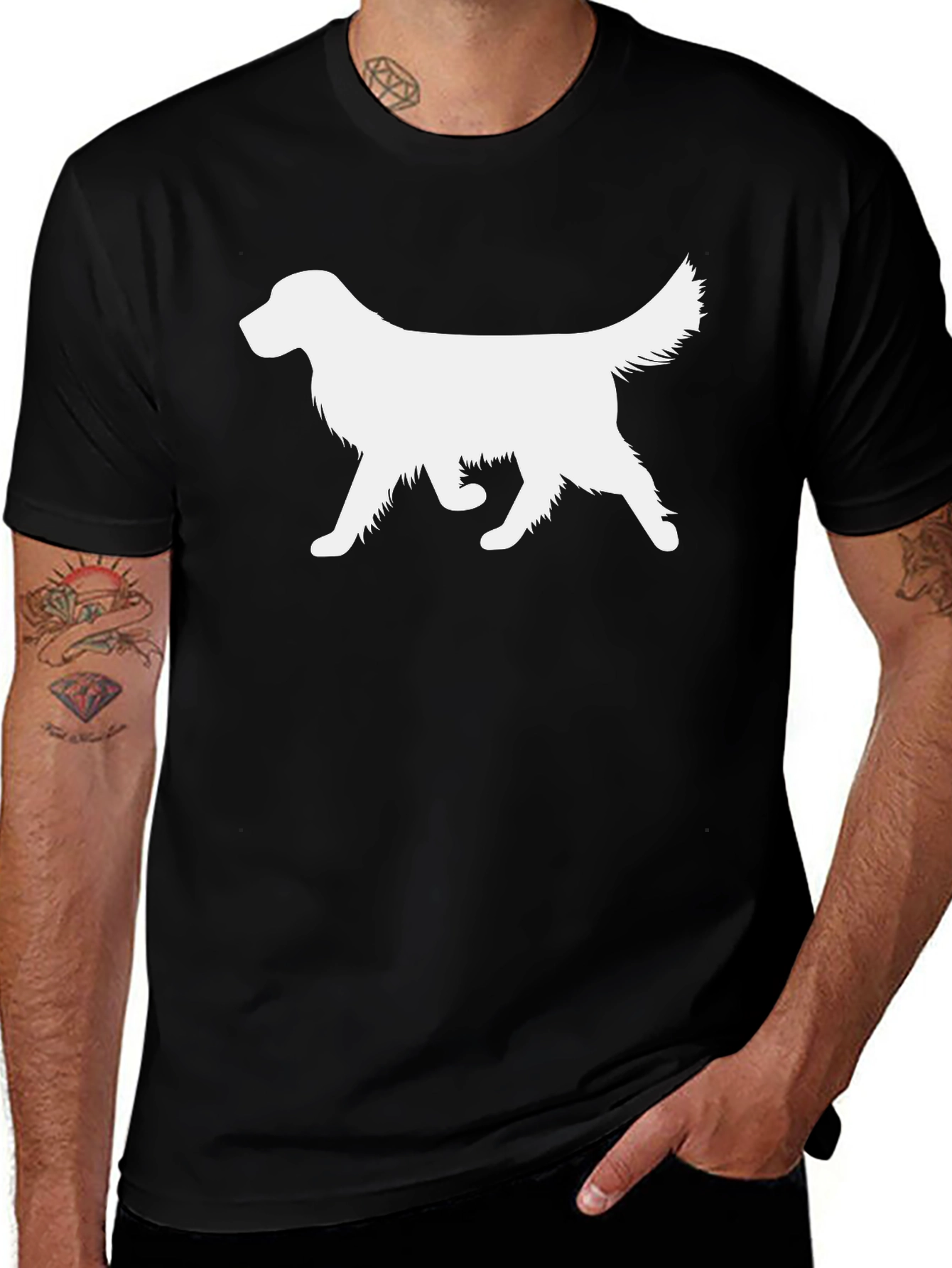 Variant 9 of Dog Silhouette Black Tee - Unisex Casual Wear