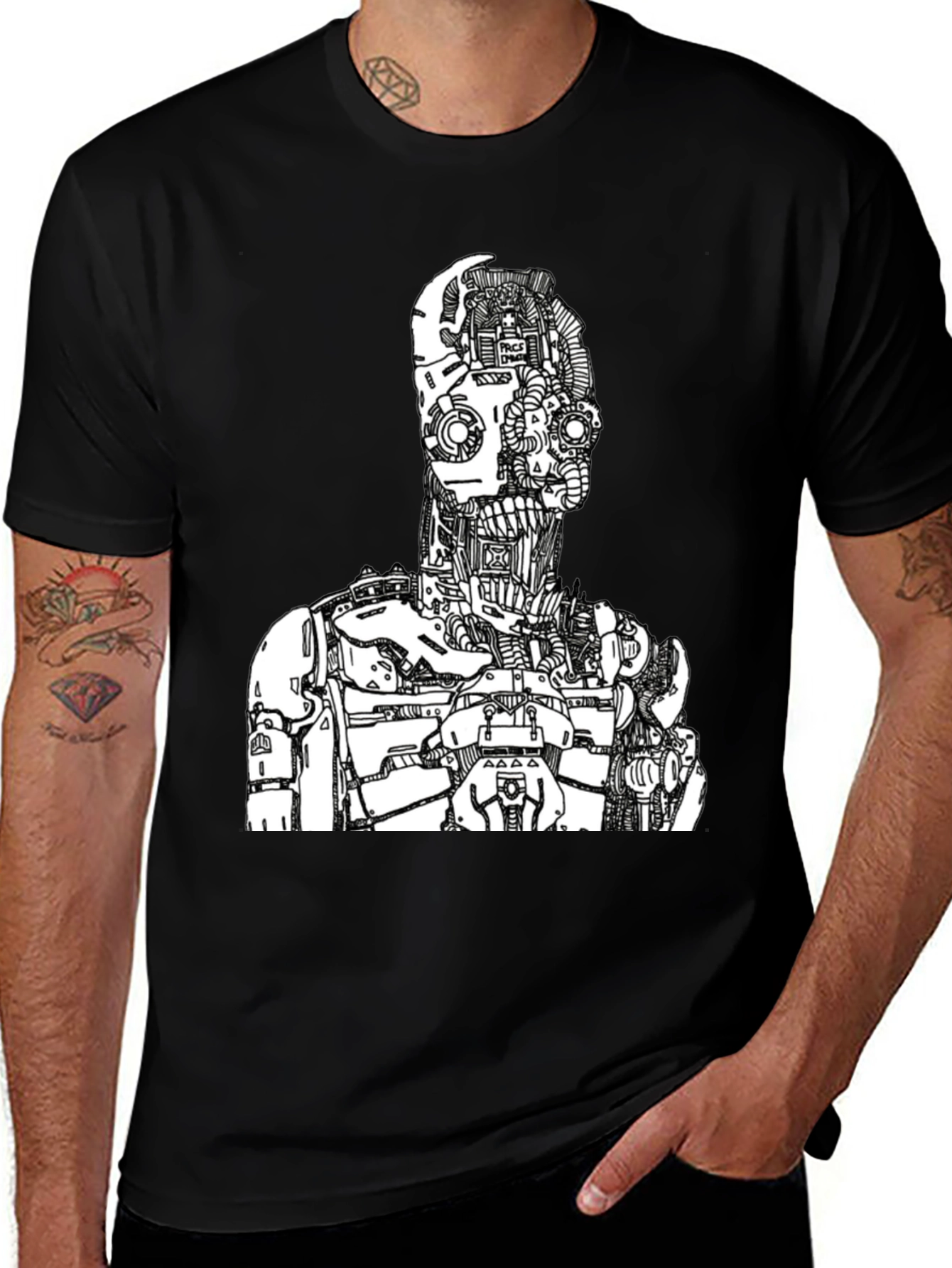 Variant 18 of Black Robot Graphic Print Tee