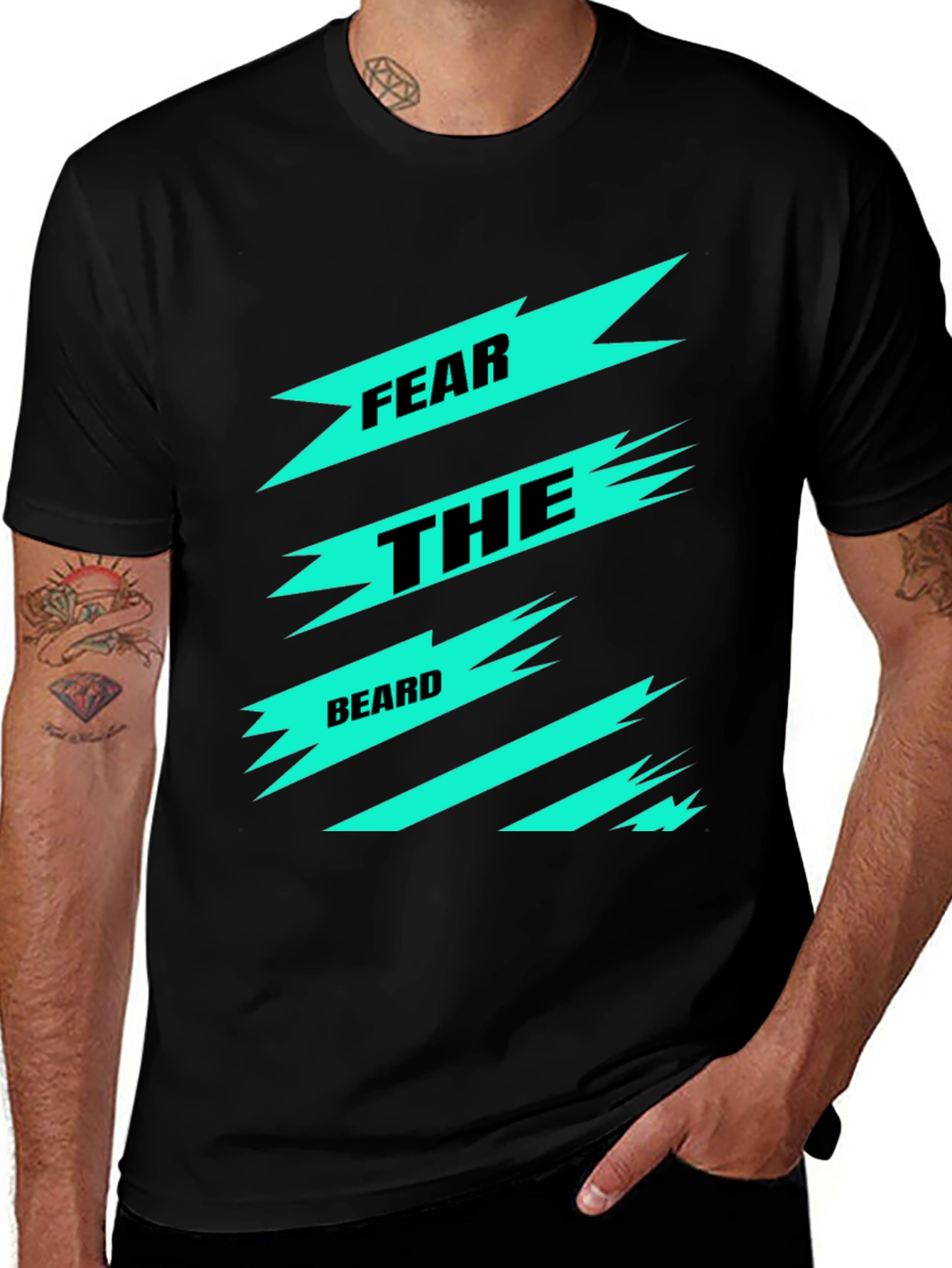 Variant 9 of Fear the Beard Graphic Tee - Black Cotton T-Shirt
