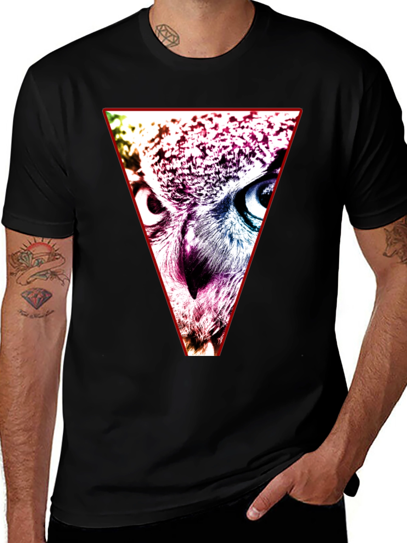Variant 27 of Owl Eyes Graphic Black T-Shirt - Men's Fashion Tee