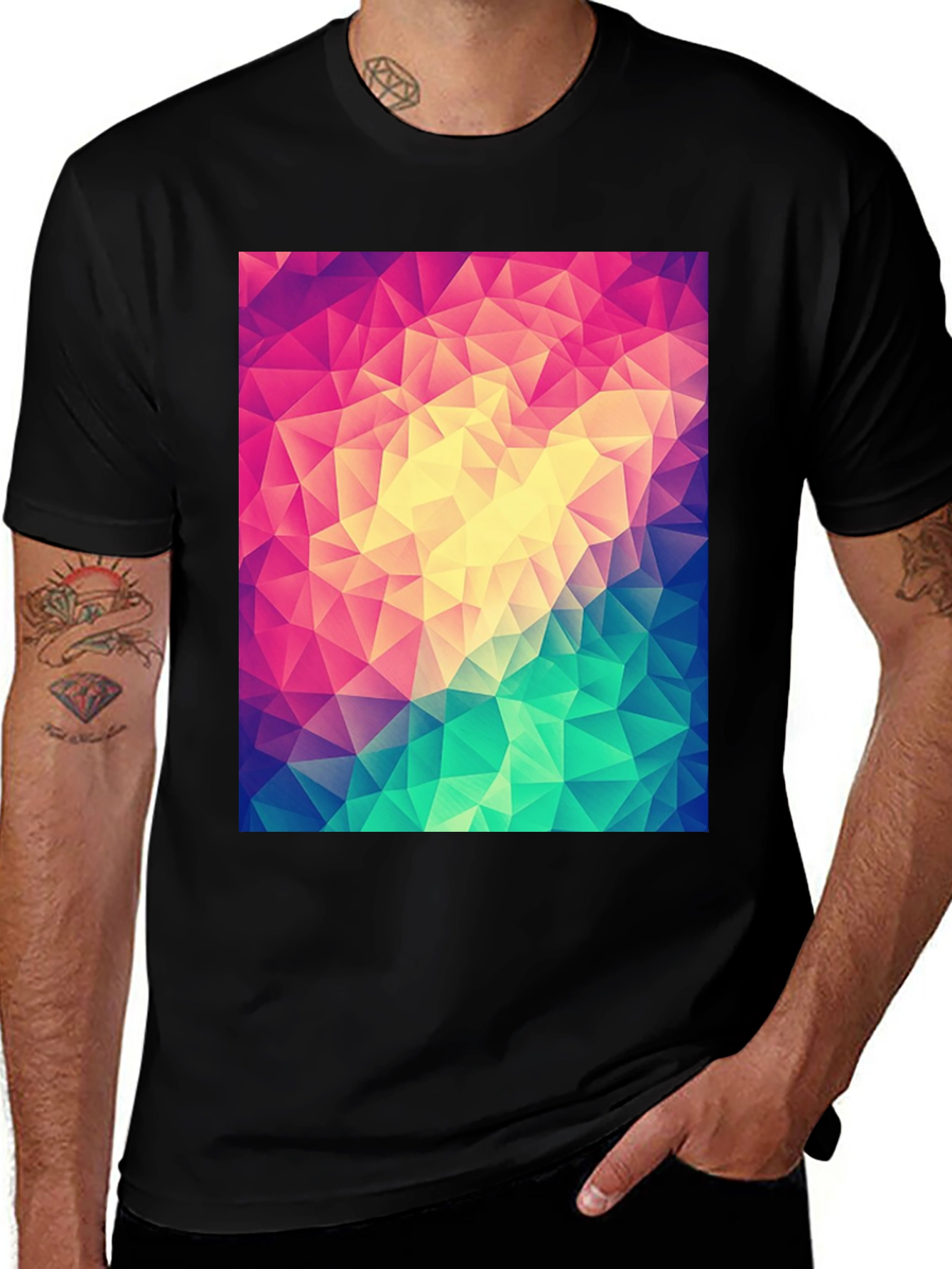 Variant 8 of Geometric Triangle Pattern Graphic Tee - Vivid Colors
