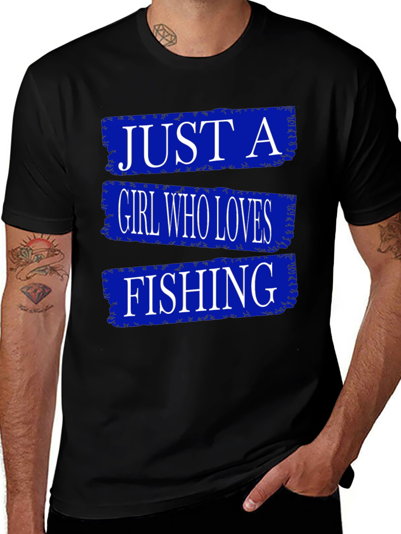 Black Just A Girl Who Loves Fishing T-Shirt main image