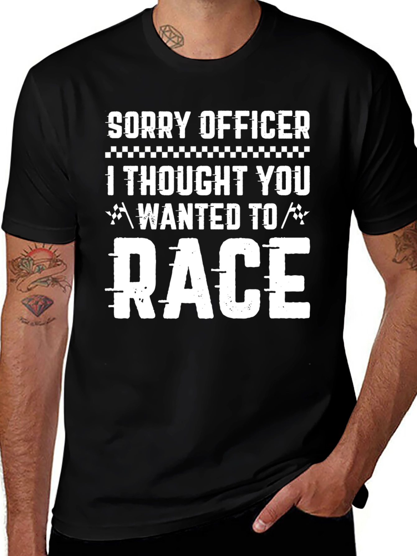 Variant 22 of Sorry Officer Race Funny Black T-Shirt