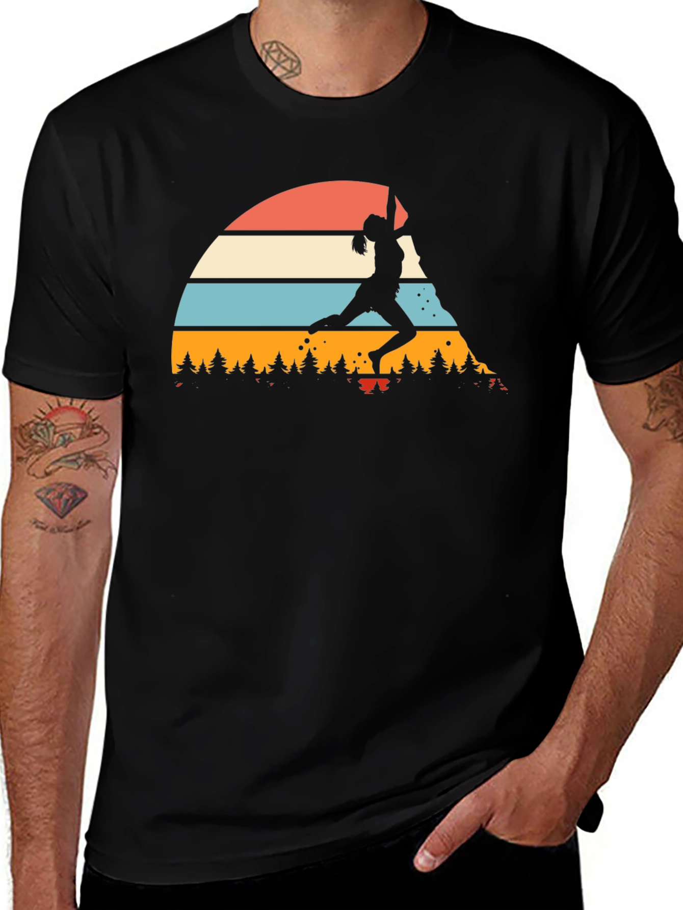 Variant 13 of Climbing Retro Sunset Graphic Tee - Black