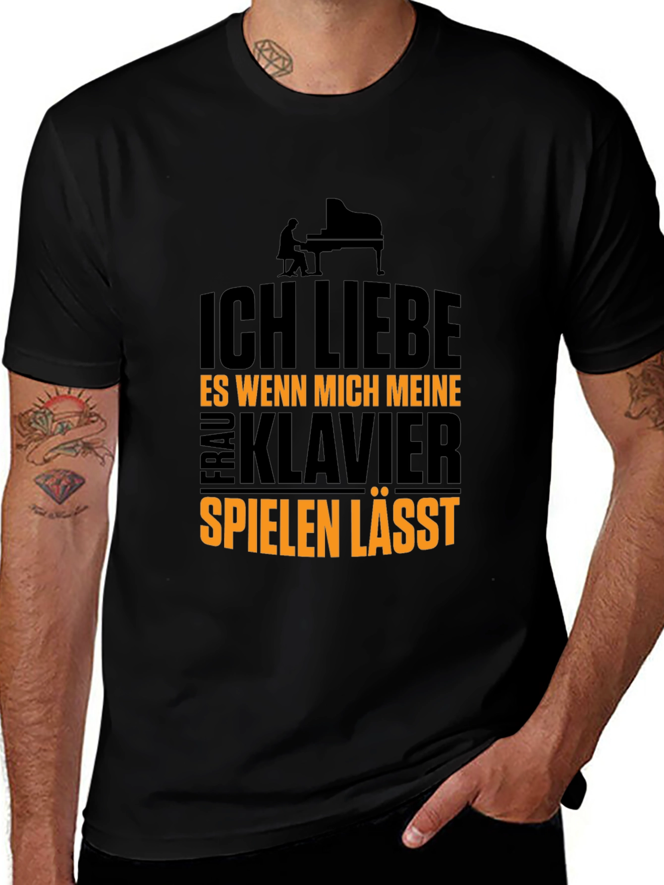 Variant 30 of Funny Piano Lover T-Shirt - Ich Liebe Klavier