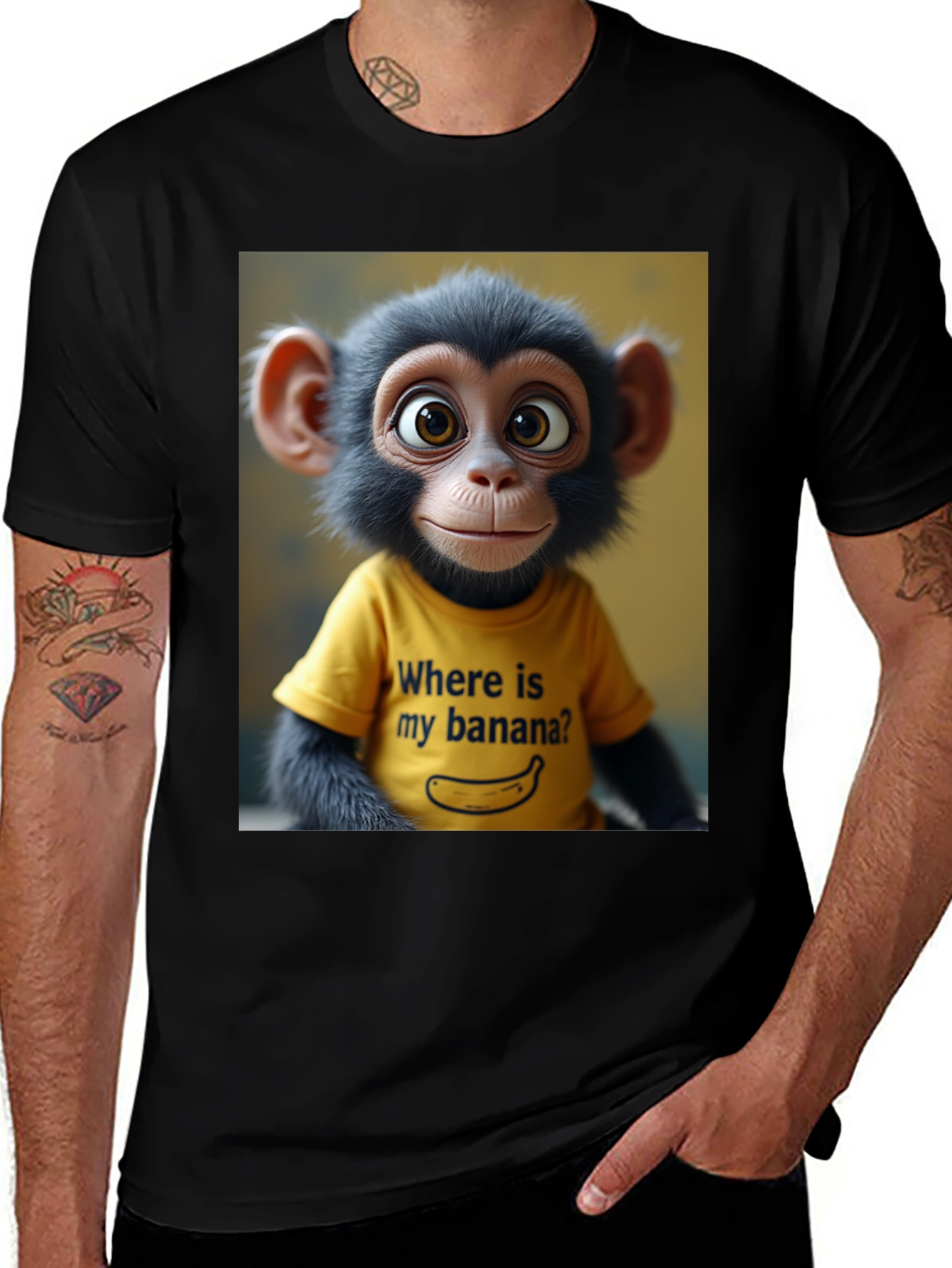 Black Monkey T-Shirt: Where's My Banana? main image