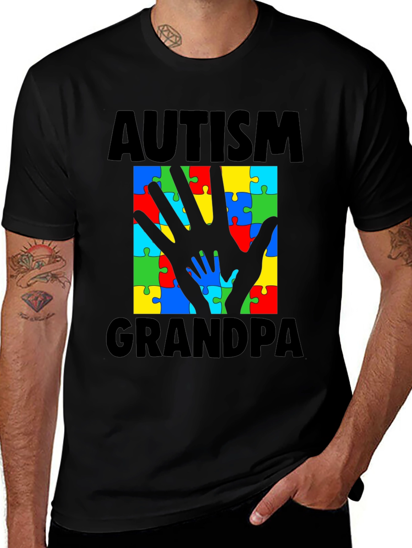 Variant 24 of Autism Grandpa T-Shirt - Puzzle Piece Awareness Tee