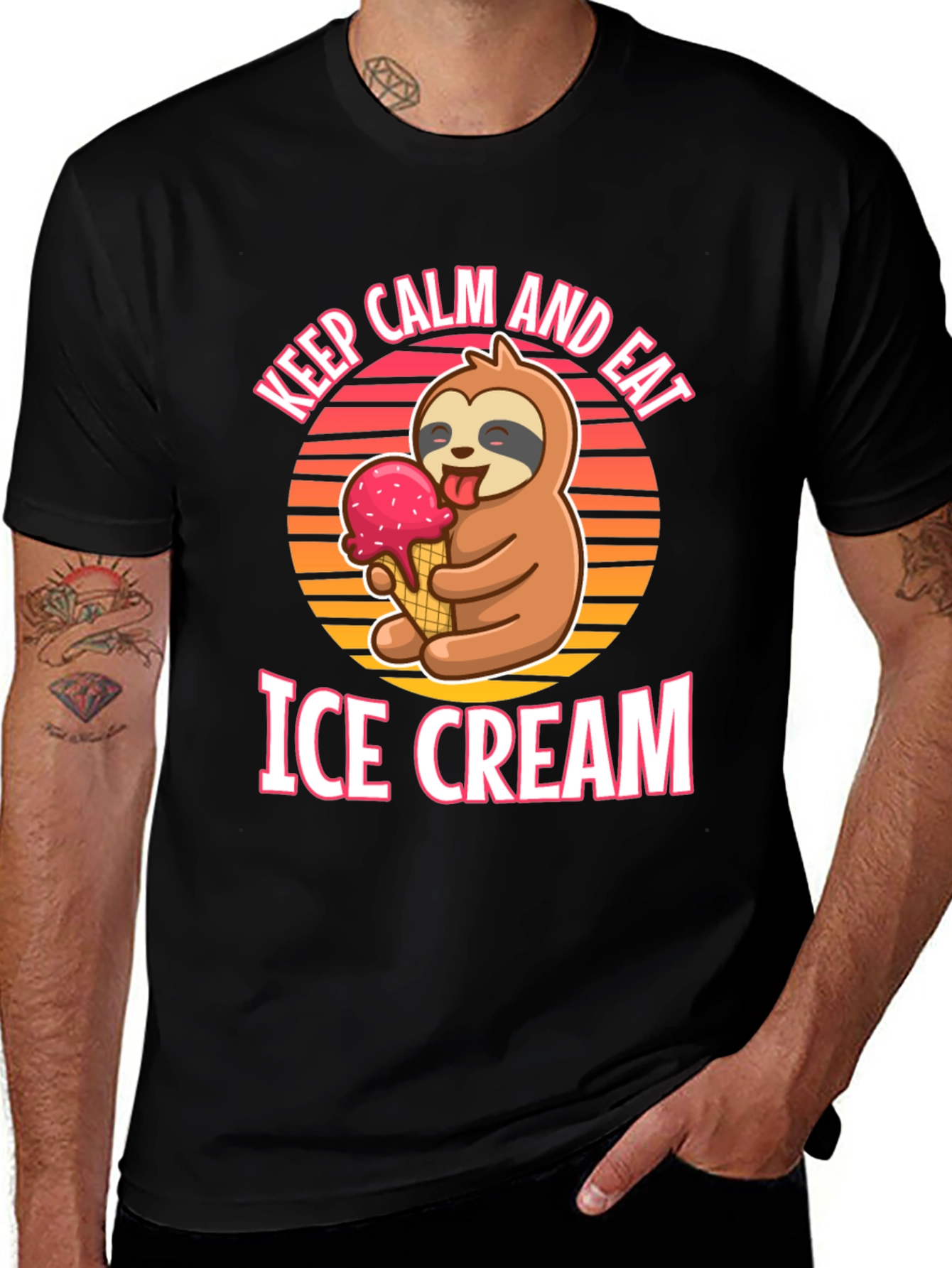 Variant 5 of Keep Calm and Eat Ice Cream Sloth T-Shirt