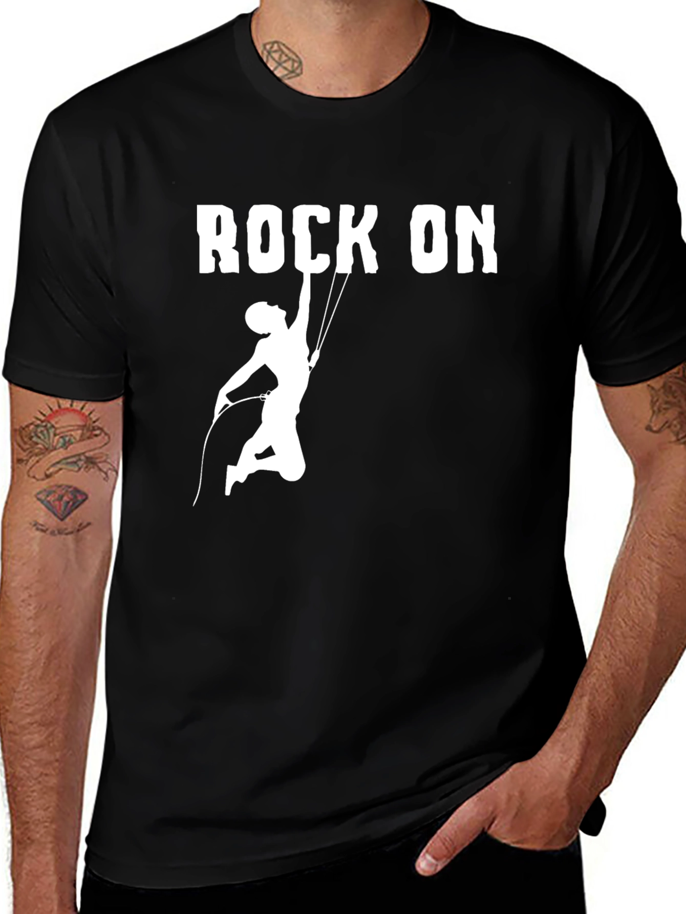 Variant 23 of Rock On Climbing T-Shirt, Black Graphic Tee