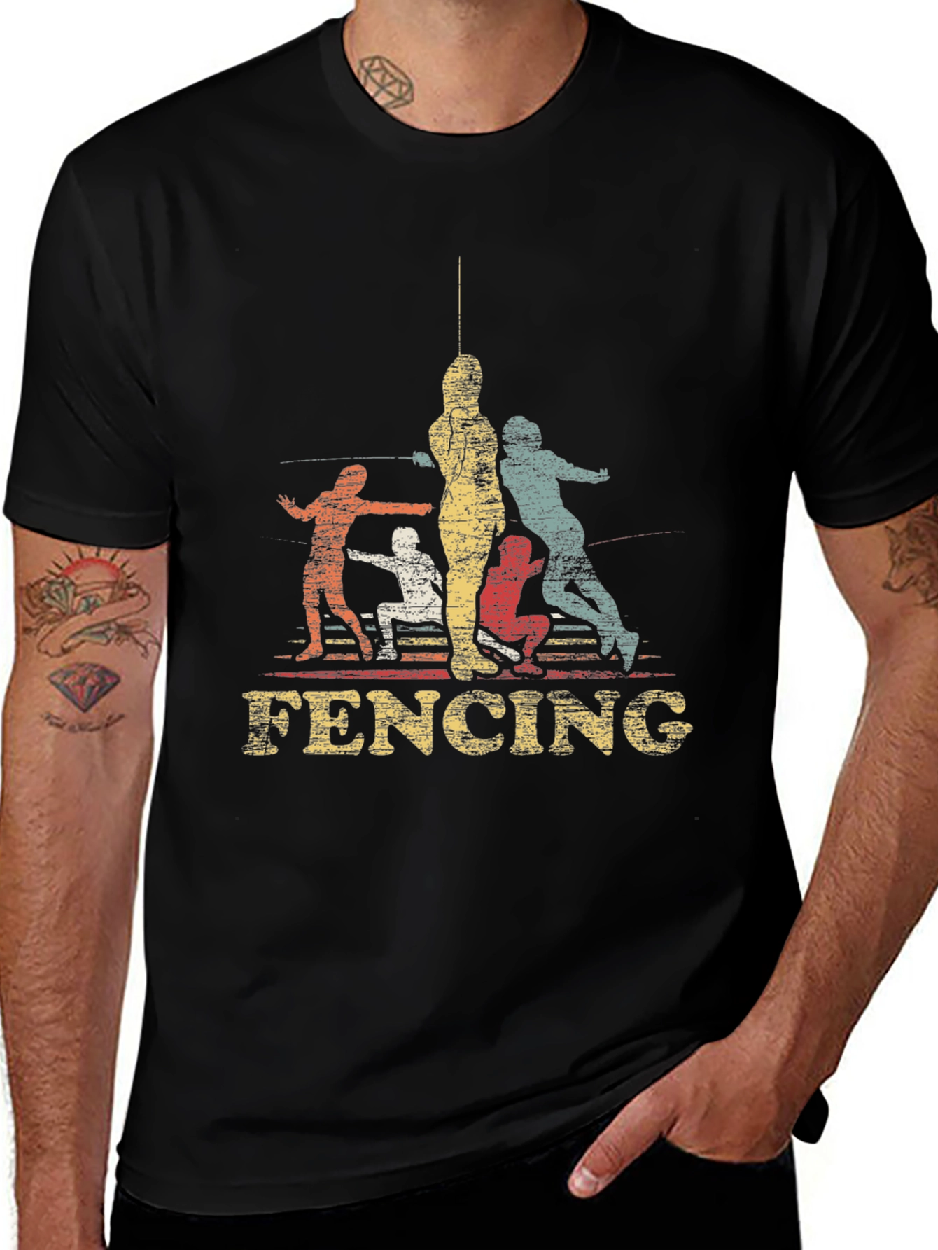 Variant 16 of Retro Fencing Graphic T-Shirt - Vintage Style
