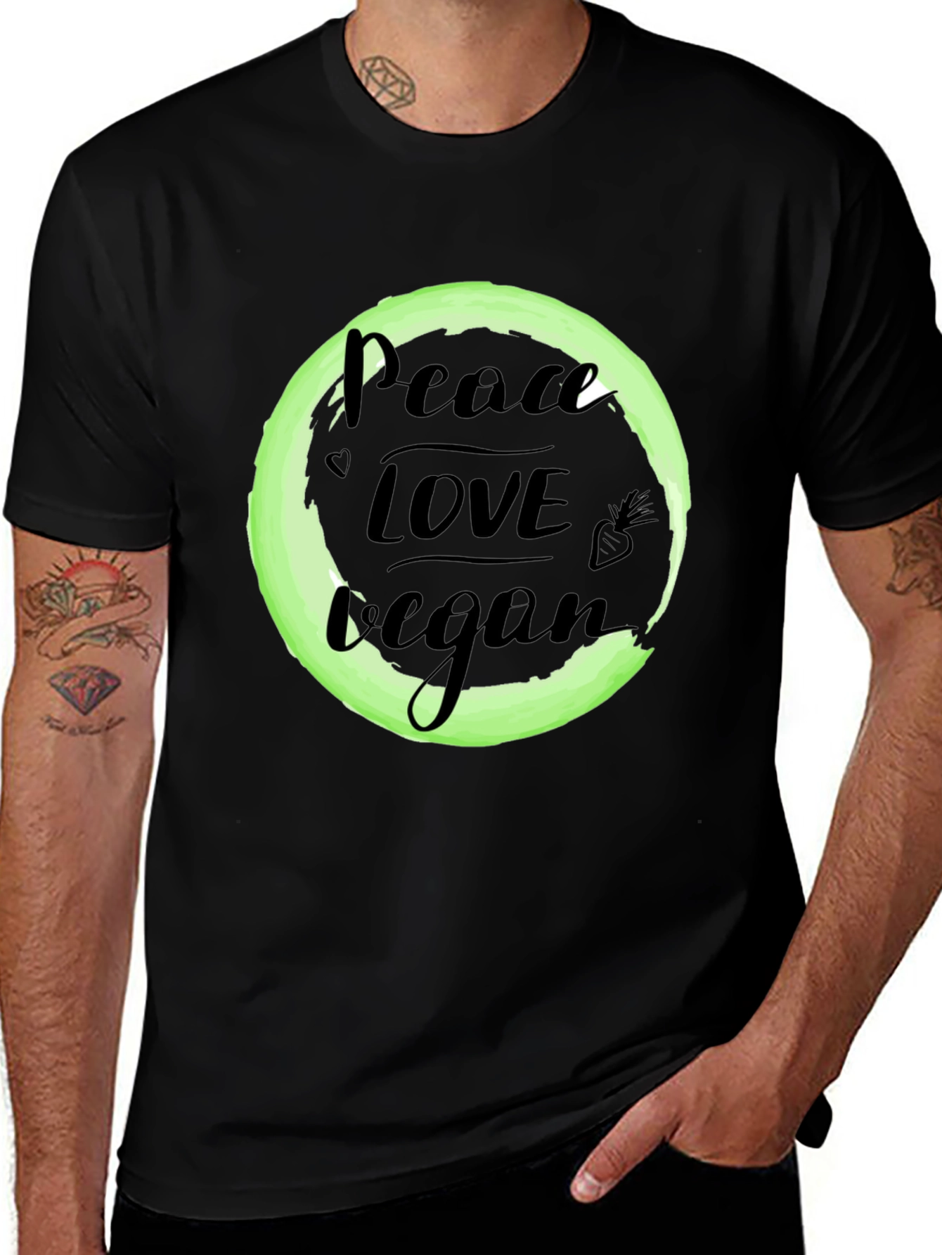 Variant 29 of Peace Love Vegan T-Shirt - Eco-Friendly Stylish Design