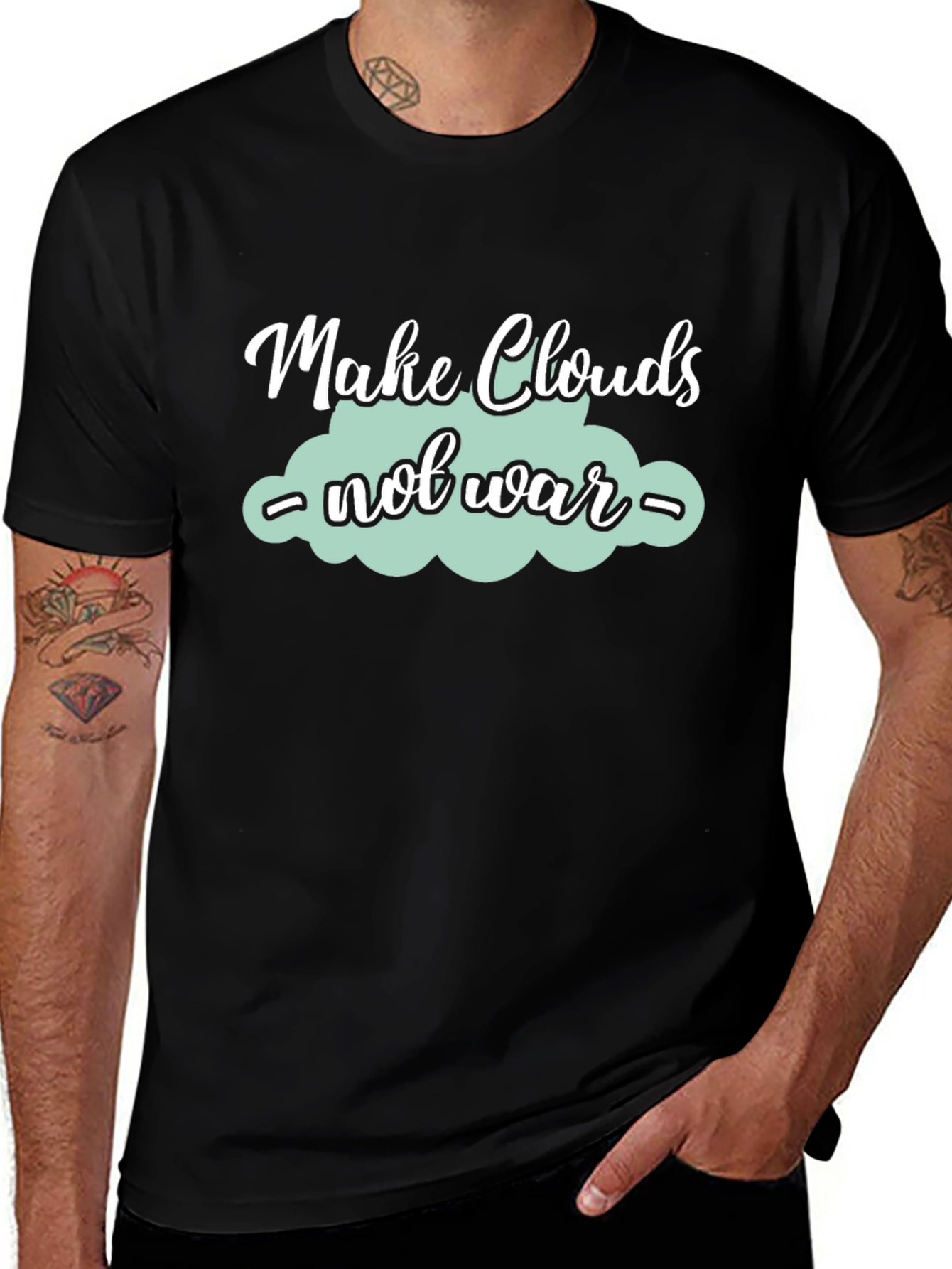 Variant 23 of Make Clouds Not War Black Graphic Tee