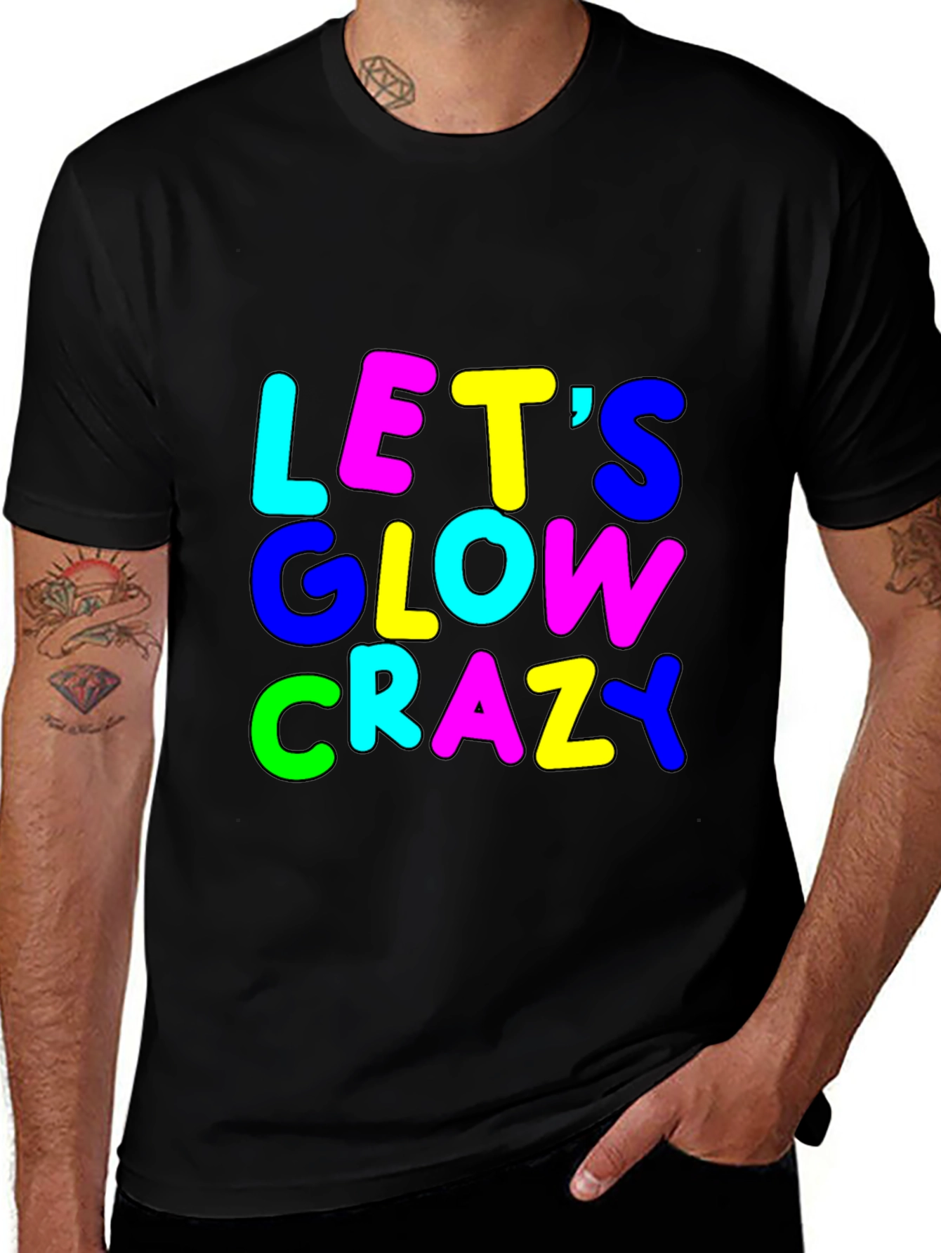 Variant 2 of Let's Glow Crazy Graphic Tee - Fun Party Shirt