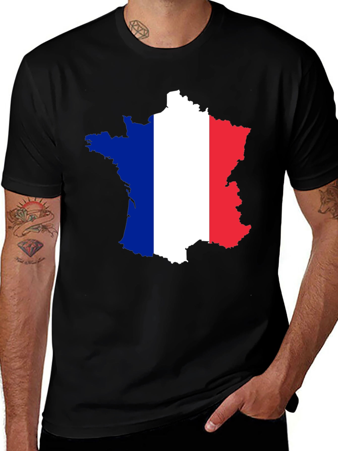 France Map Flag T-Shirt - Black