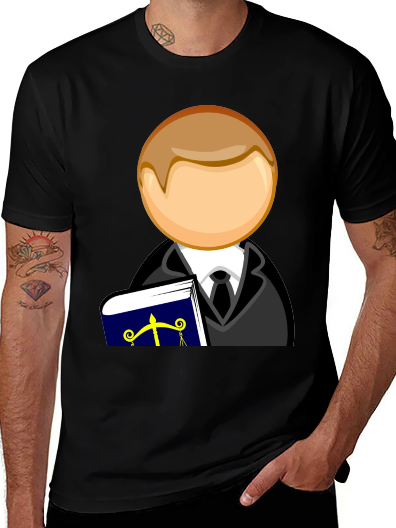 Variant 26 of Lawyer Cartoon Graphic T-Shirt - Black