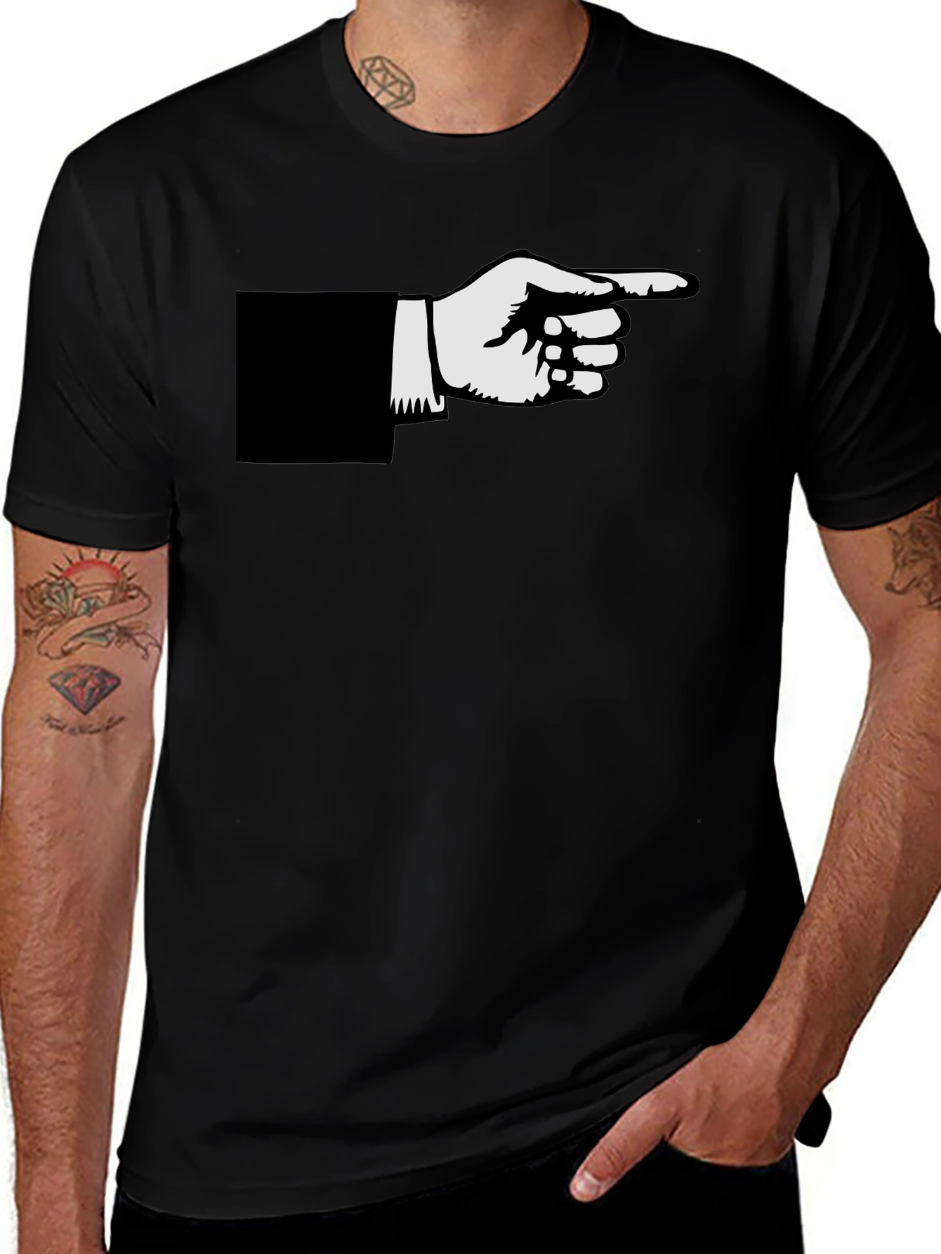 Variant 6 of Pointing Hand Graphic Black T-Shirt