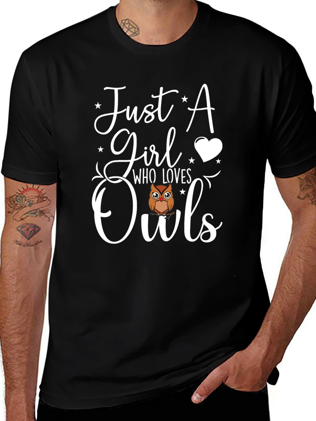 Variant 7 of Just A Girl Who Loves Owls T-Shirt Black