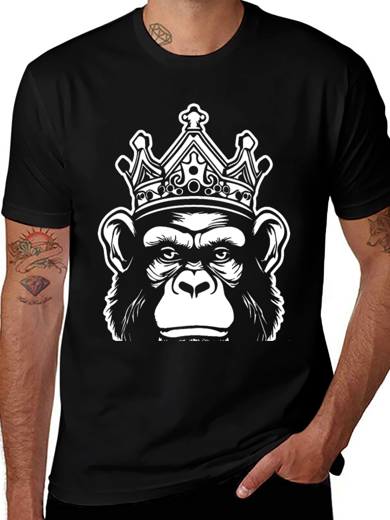 Variant 20 of Monkey King Graphic Tee - Black Cotton T-Shirt