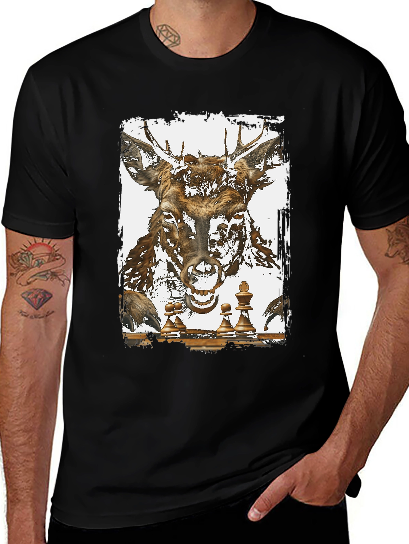 Variant 29 of Deer Chess Graphic Tee - Unique Animal Art T-Shirt